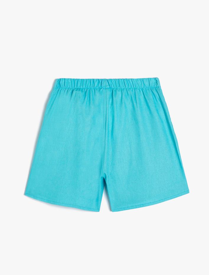 Kız Çocuk Keten Şort Etek Beli Lastikli