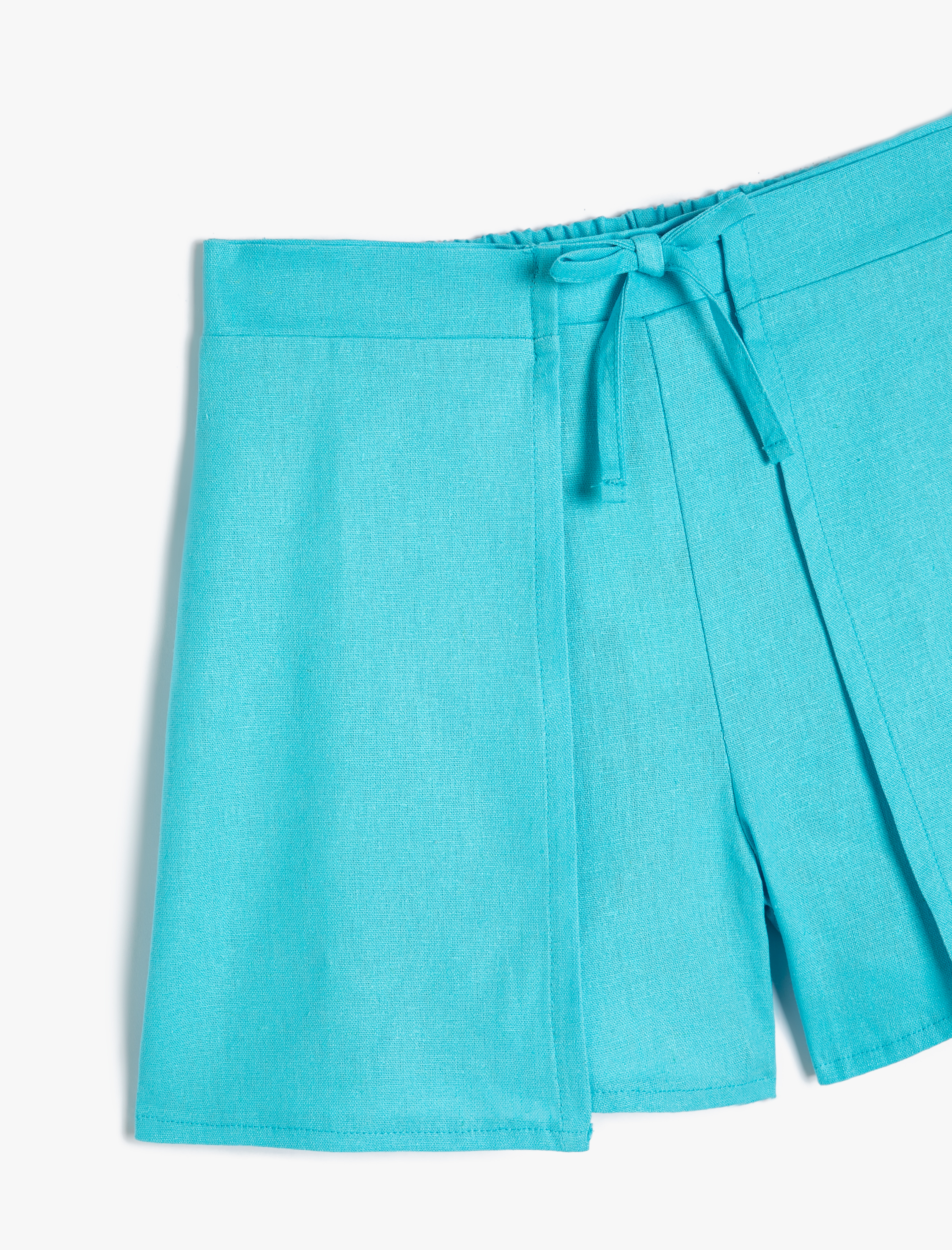  Kız Çocuk Keten Şort Etek Beli Lastikli