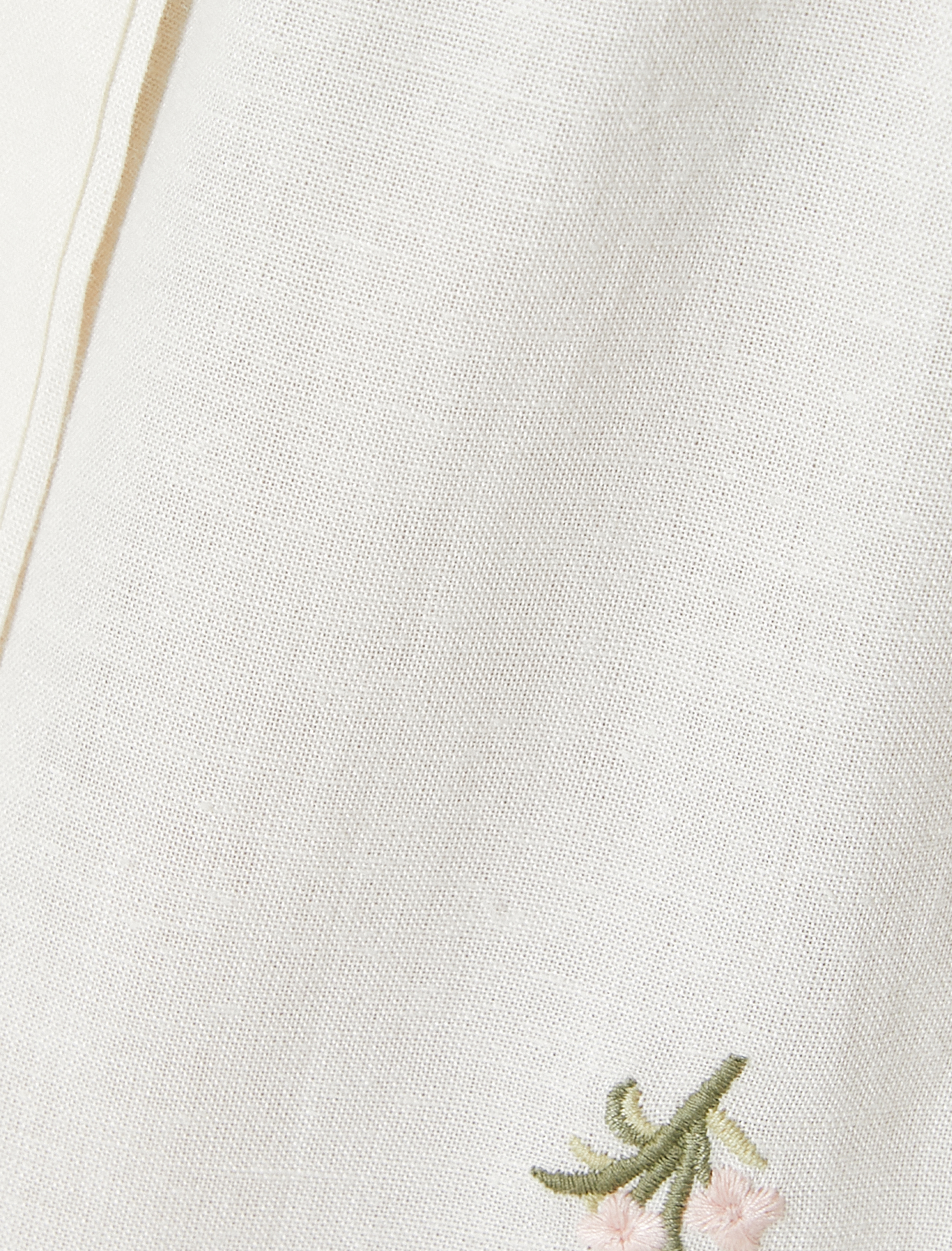   Pijama Altı Çiçek İşleme Detaylı  Keten Karışımlı