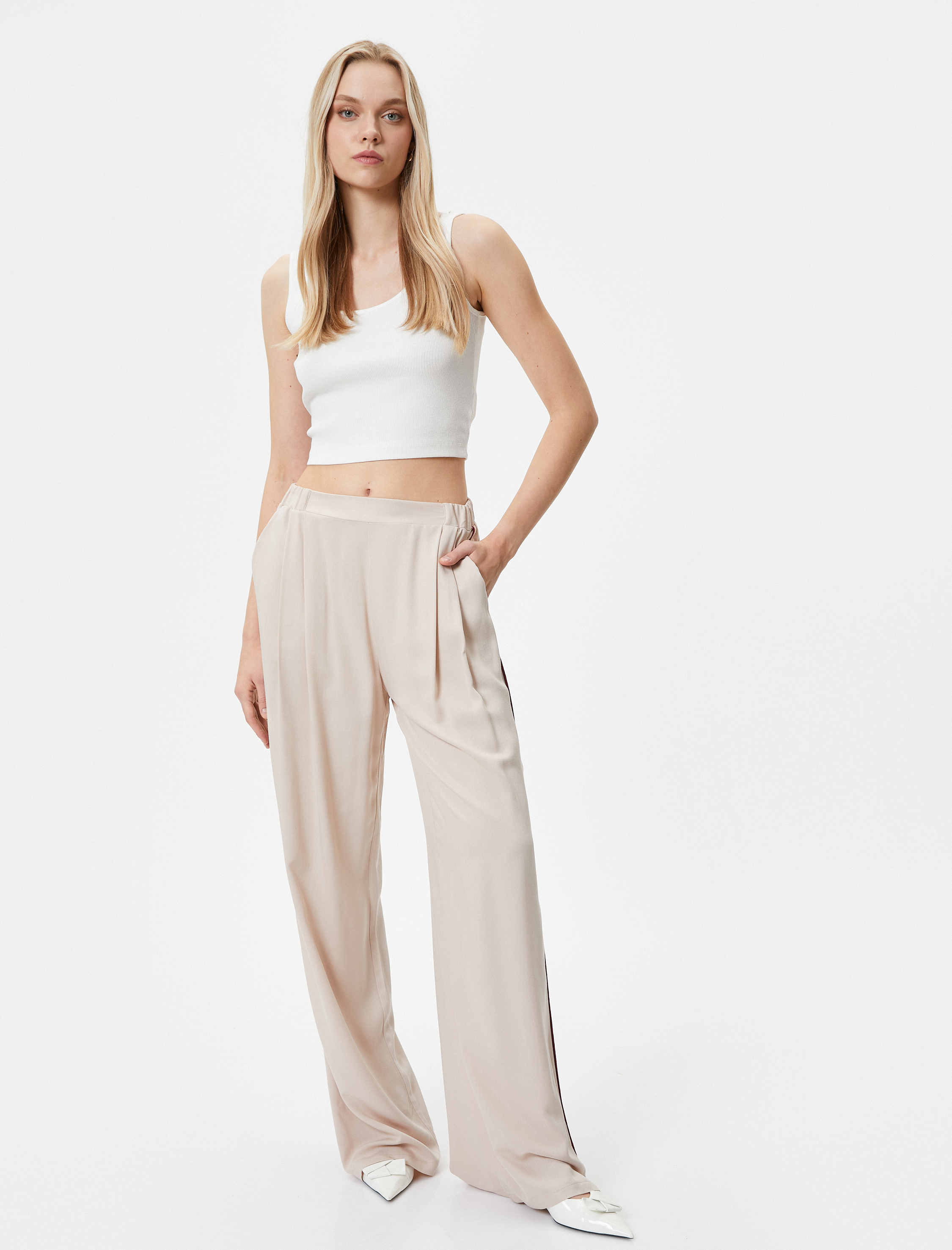   Palazzo Pantolon Yüksek Bel Cepli