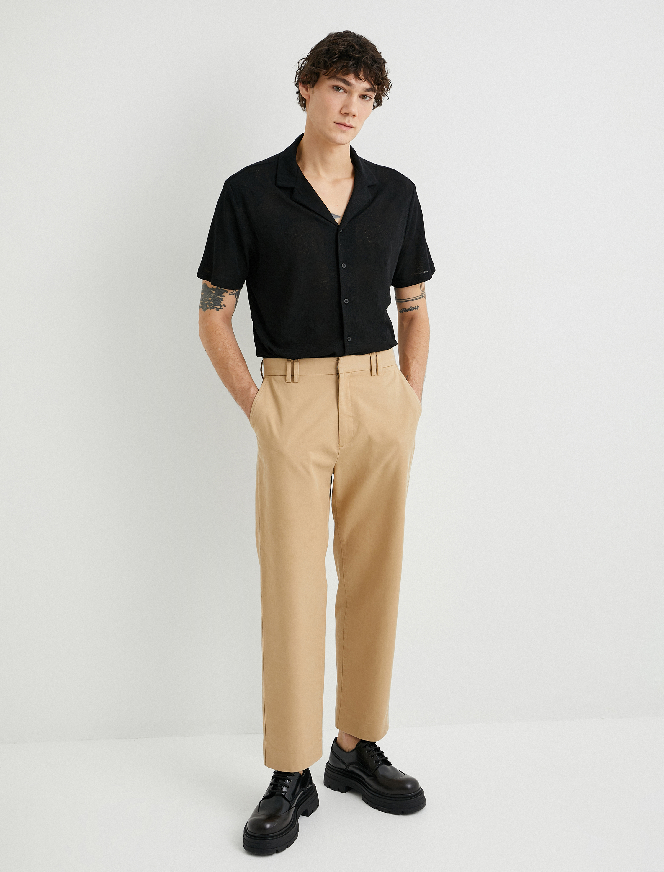   Yazlık Gömlek Devrik Yaka Kısa Kollu Düğmeli Regular Fit