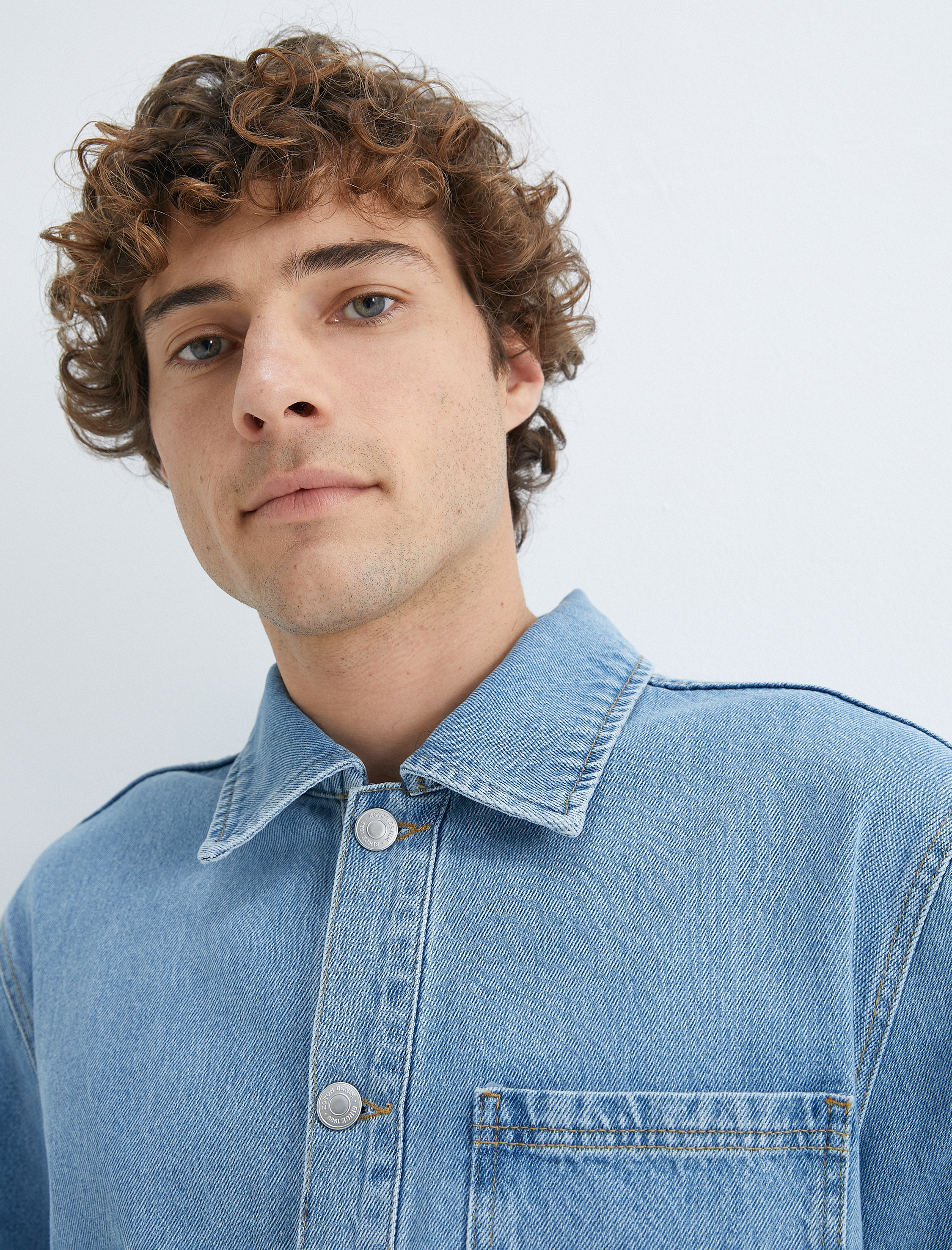   Kot Gömlek Ceket Cep Detaylı Düğmeli Klasik Yaka