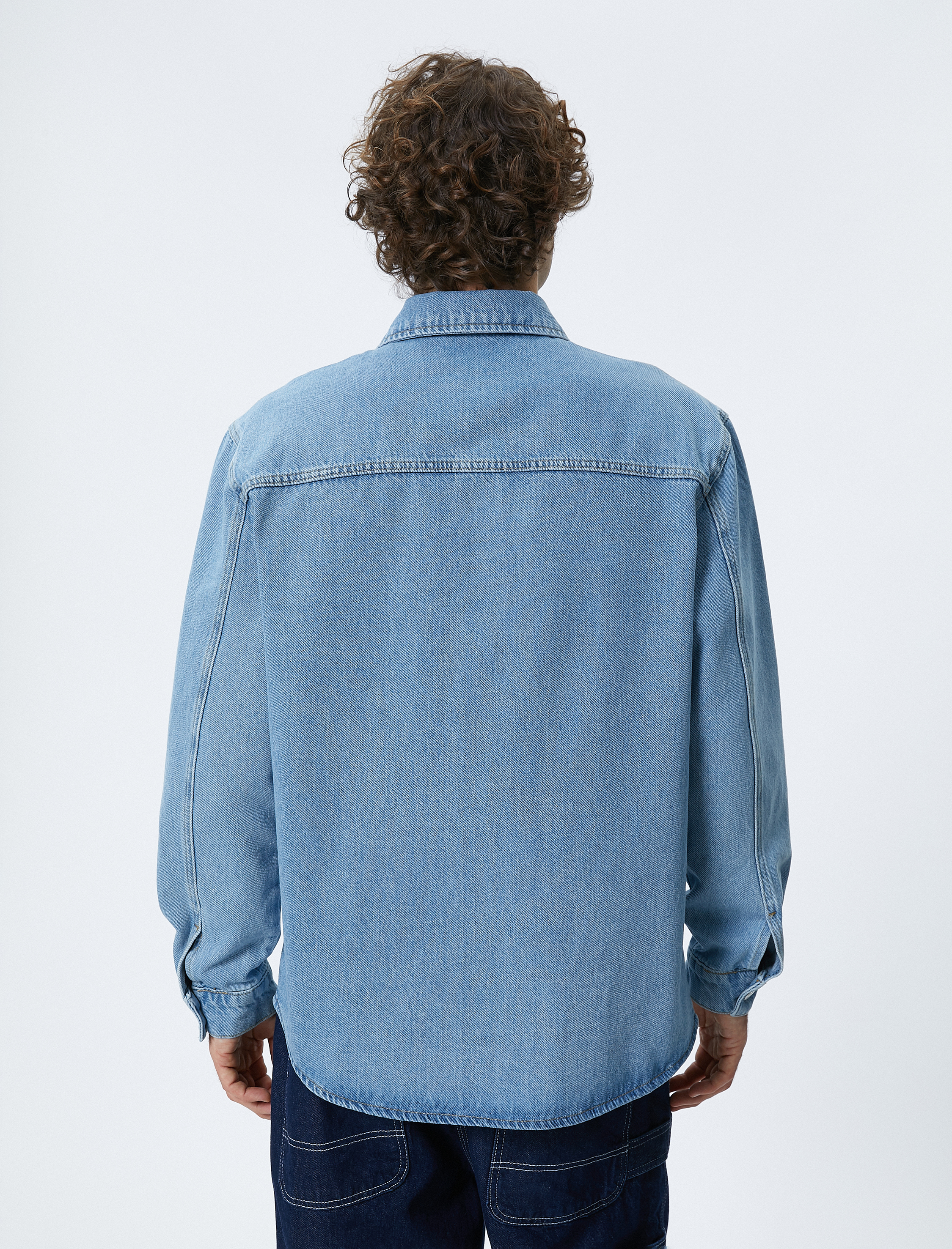   Kot Gömlek Ceket Cep Detaylı Düğmeli Klasik Yaka