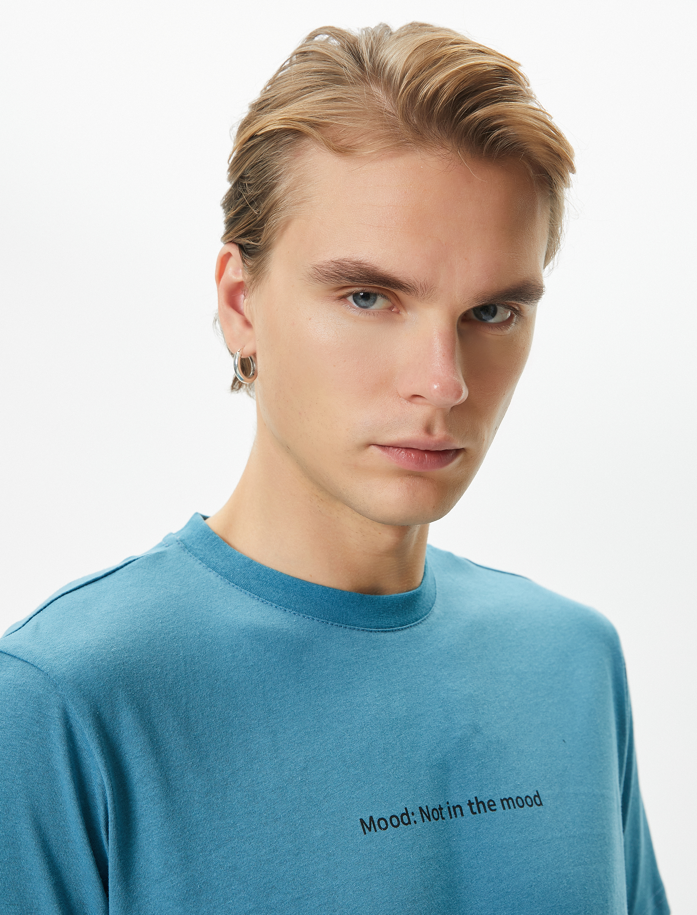 Koton Erkek Slogan Baskılı T-Shirt Slim Fit Bisiklet Yaka Kısa Kollu Pamuklu
