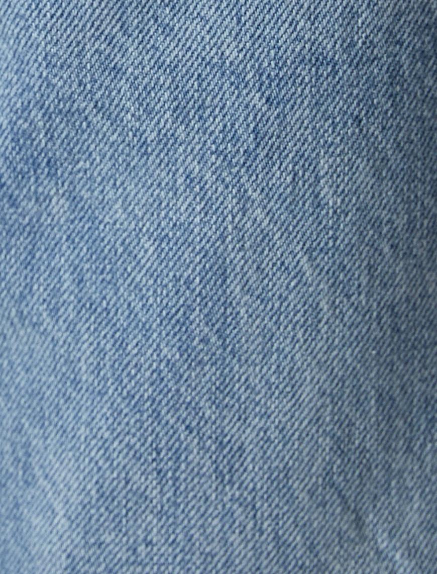   Straight Jean Kot Pantolon Düz Paça Yırtık Pamuklu Standart Bel - Eve Jean