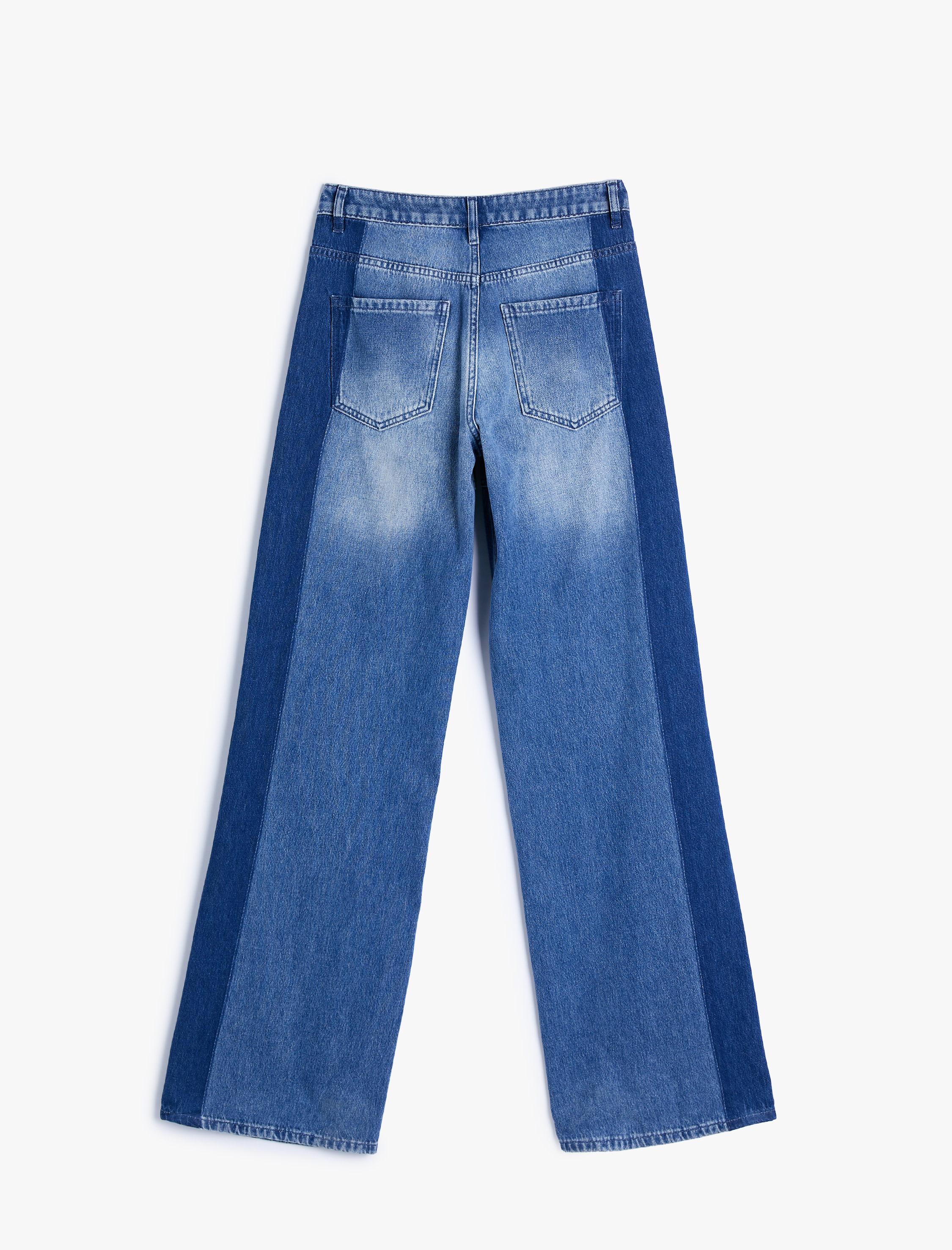   Geniş Paça Kargo Kot Pantolon Yüksek Bel Cepli Çift Renkli - Bianca Wide Leg Jeans