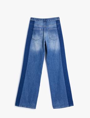 Geniş Paça Kargo Kot Pantolon Yüksek Bel Cepli Çift Renkli - Bianca Wide Leg Jeans_7