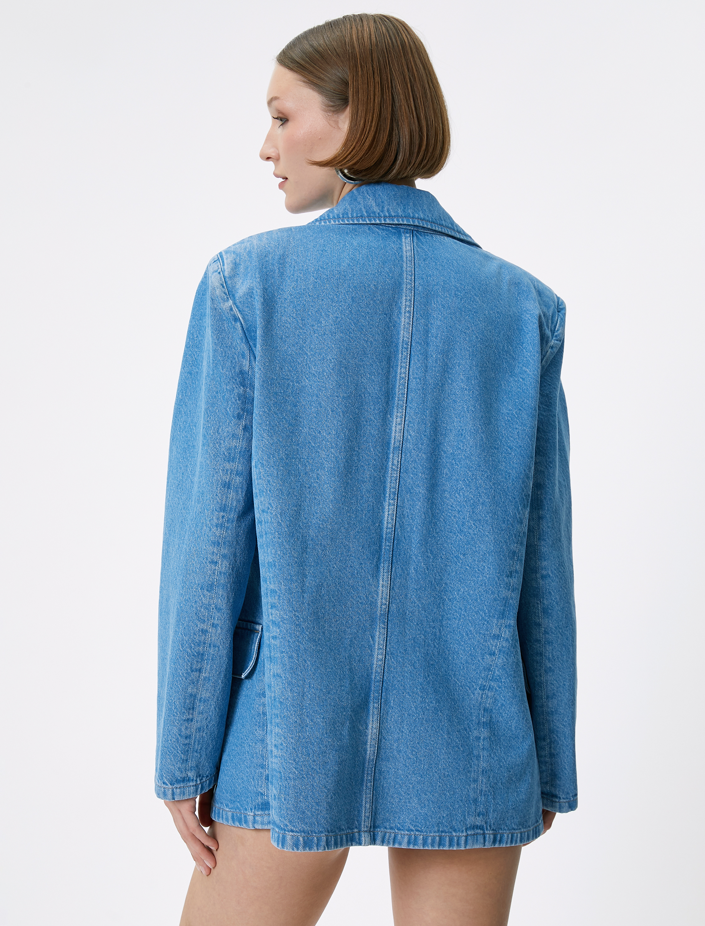   Kot Blazer Ceket Kruvaze Cep Detaylı Rahat Kalıp