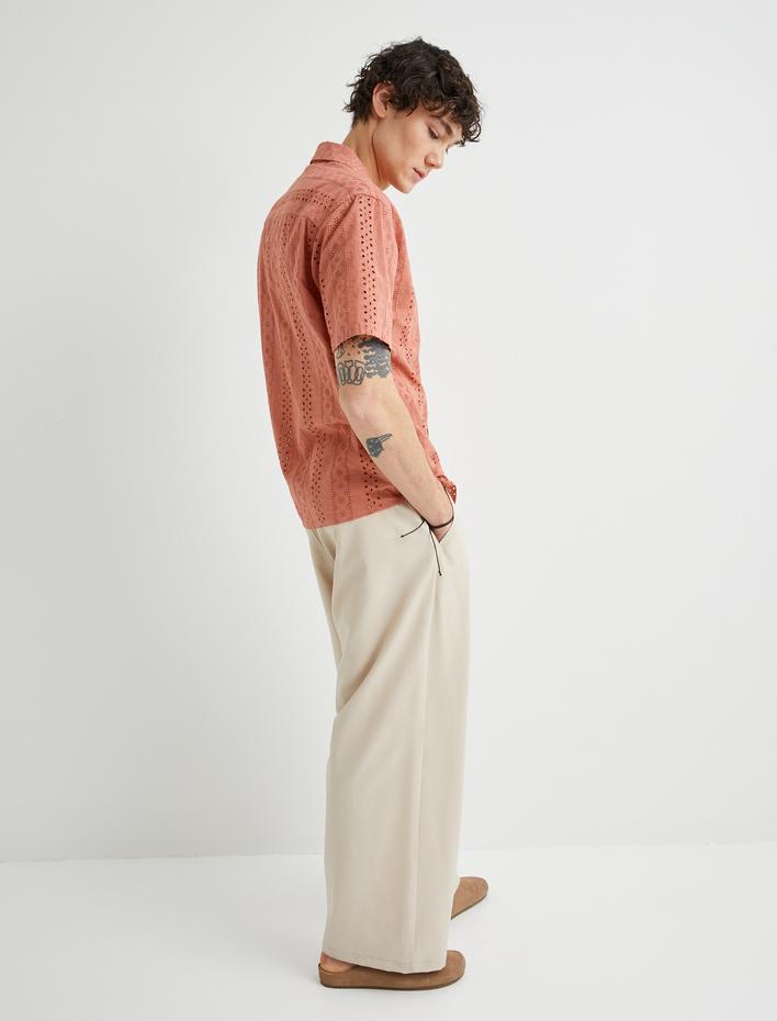  Bol Baggy Pantolon Kumaş Düğmeli Chino Cep Detaylı