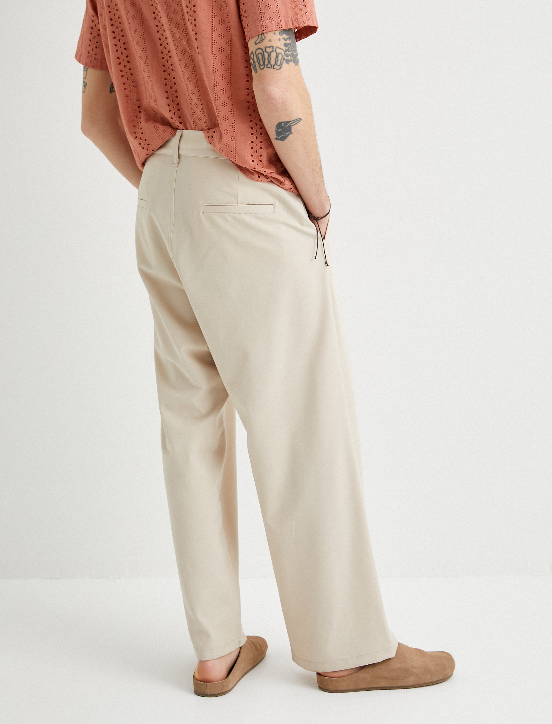   Bol Baggy Pantolon Kumaş Düğmeli Chino Cep Detaylı