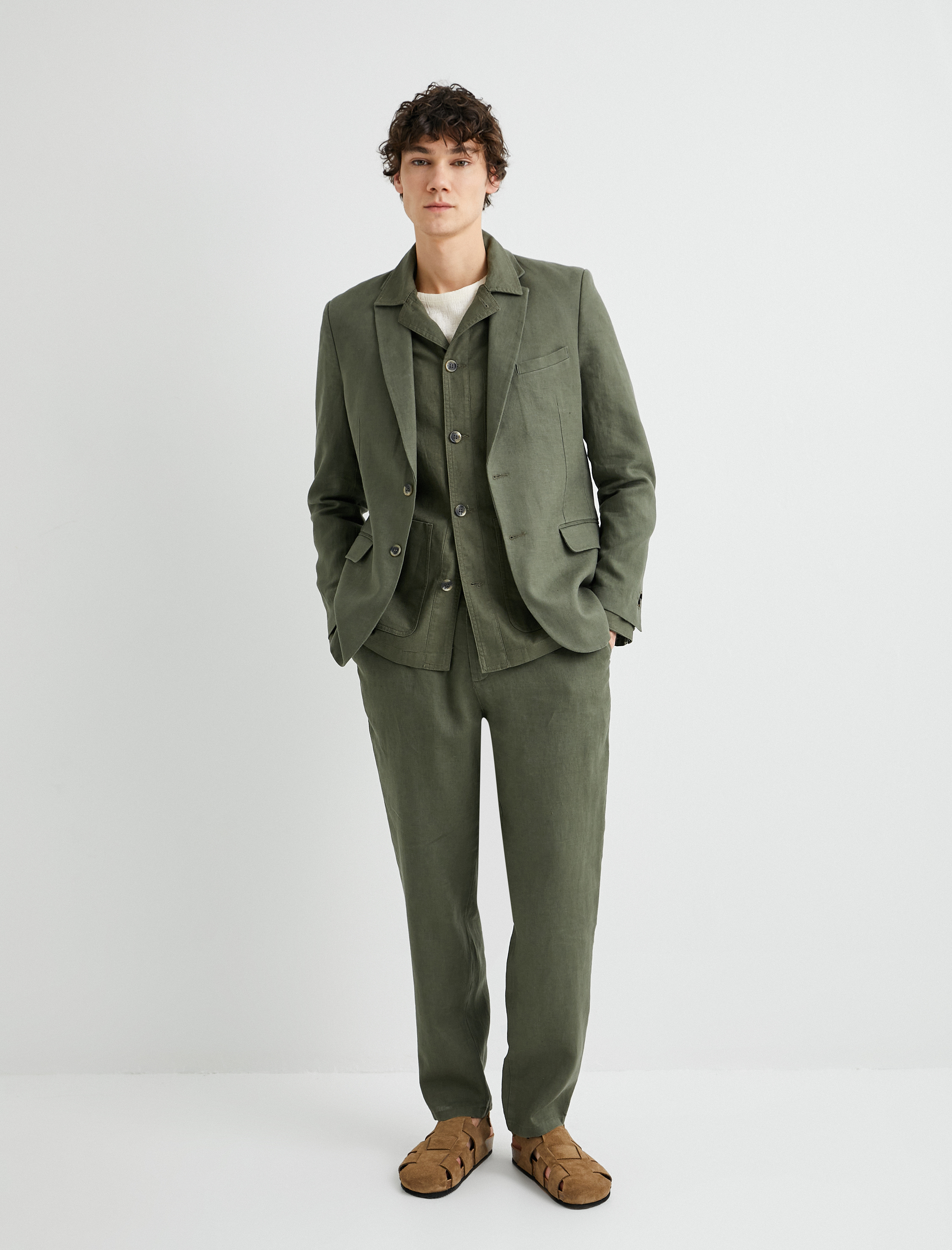   Yazlık Pantolon Slim Fit Chino Düğmeli Cep Detaylı