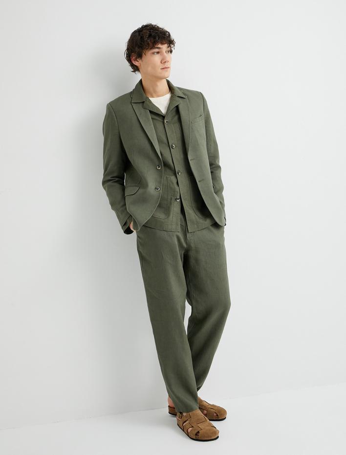  Yazlık Pantolon Slim Fit Chino Düğmeli Cep Detaylı