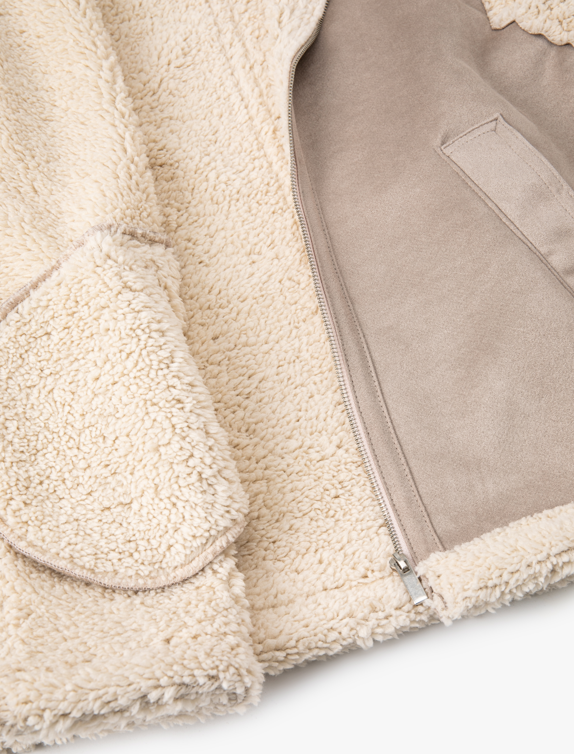   Biker Yelek Yakası Suni Kürklü Fermuarlı Cepli