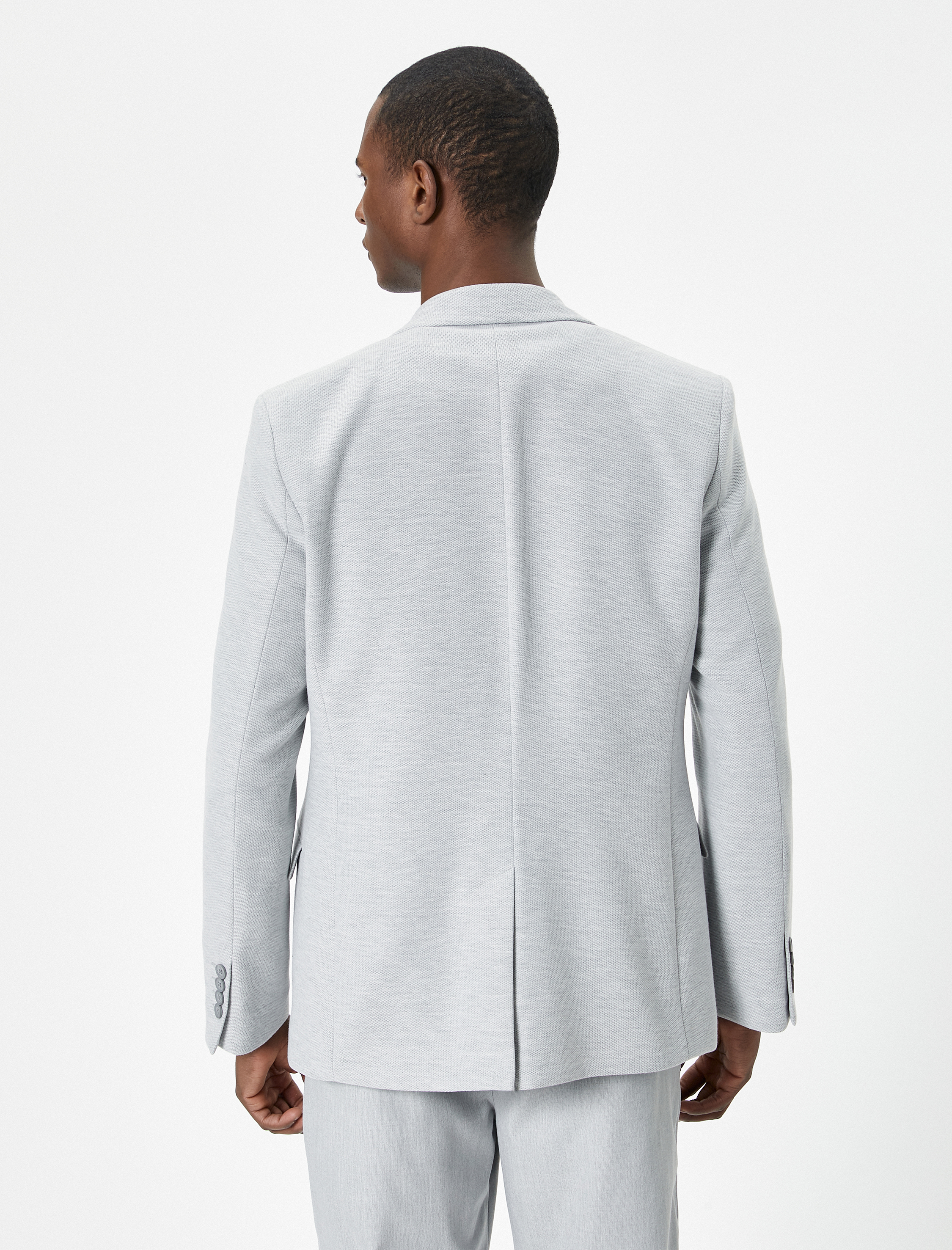 Gri Erkek Blazer Ceket Slim Fit Cep Detaylı Düğmeli