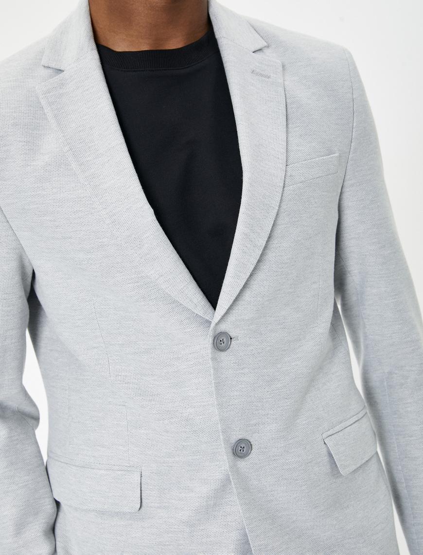   Blazer Ceket Slim Fit Cep Detaylı Düğmeli