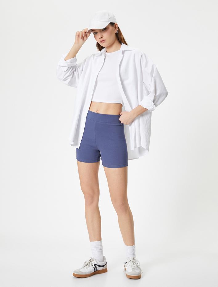  Mini Biker Tayt Standart Bel Slim Fit