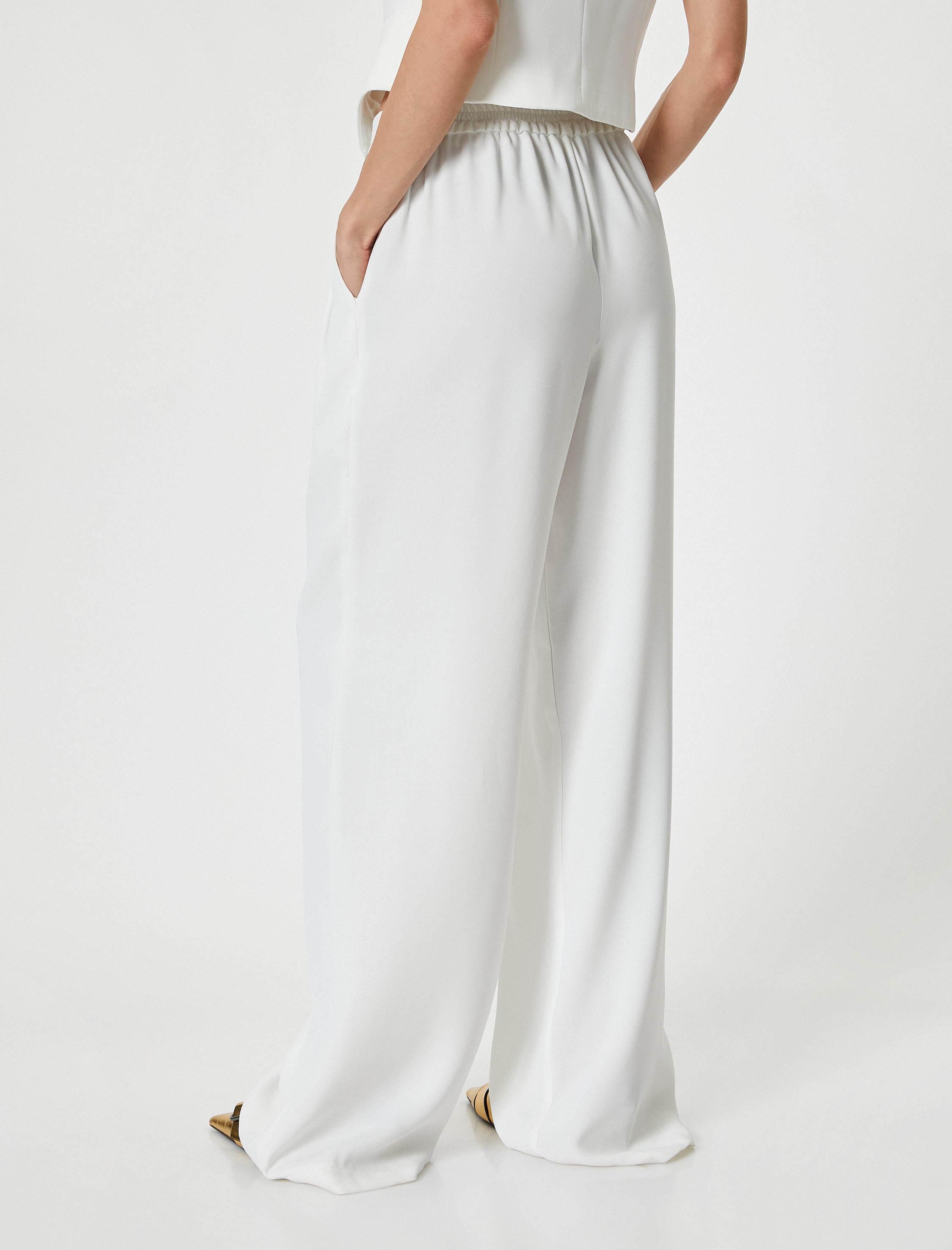   Palazzo Pantolon Pile Detaylı Cepli Standart Bel