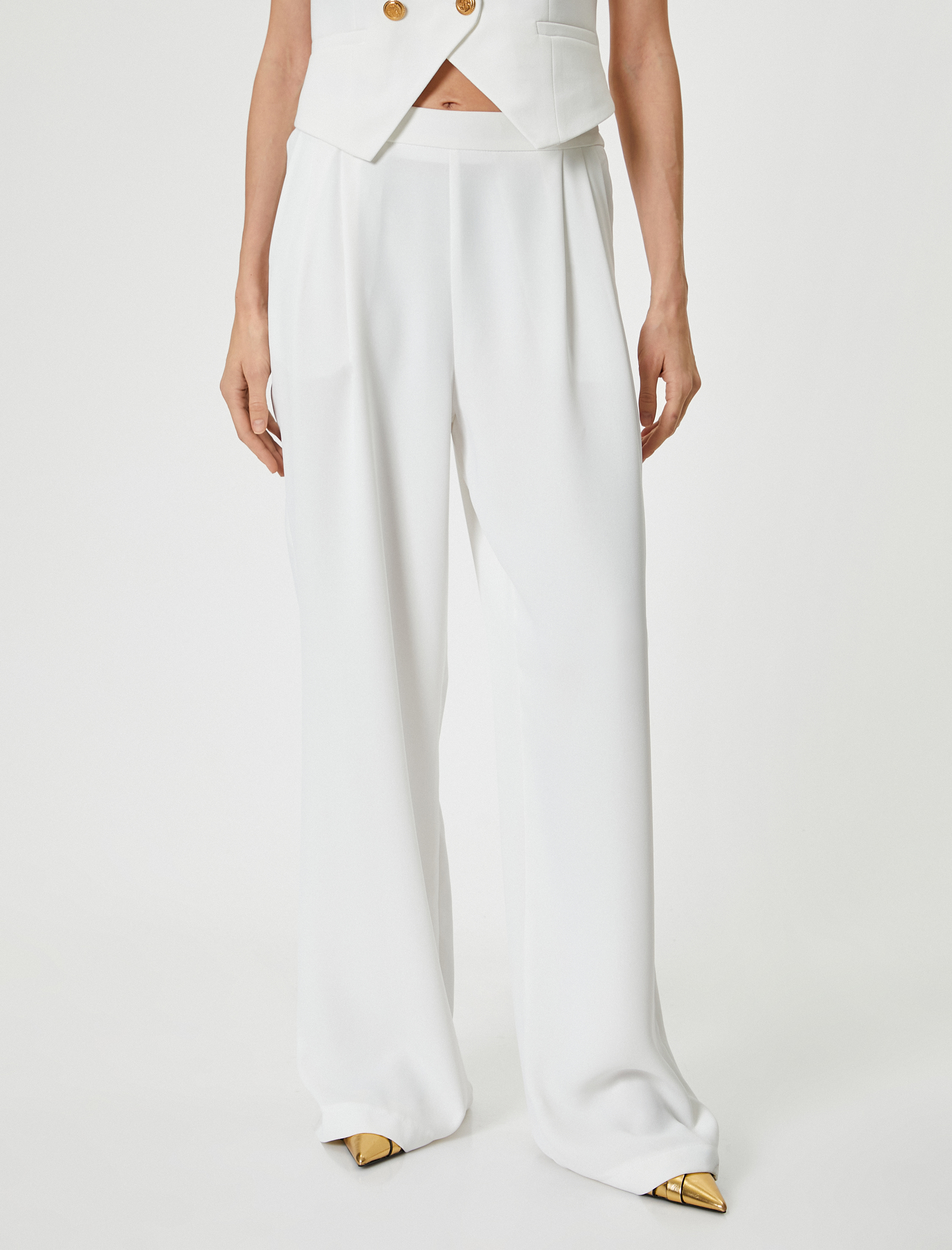   Palazzo Pantolon Pile Detaylı Cepli Standart Bel