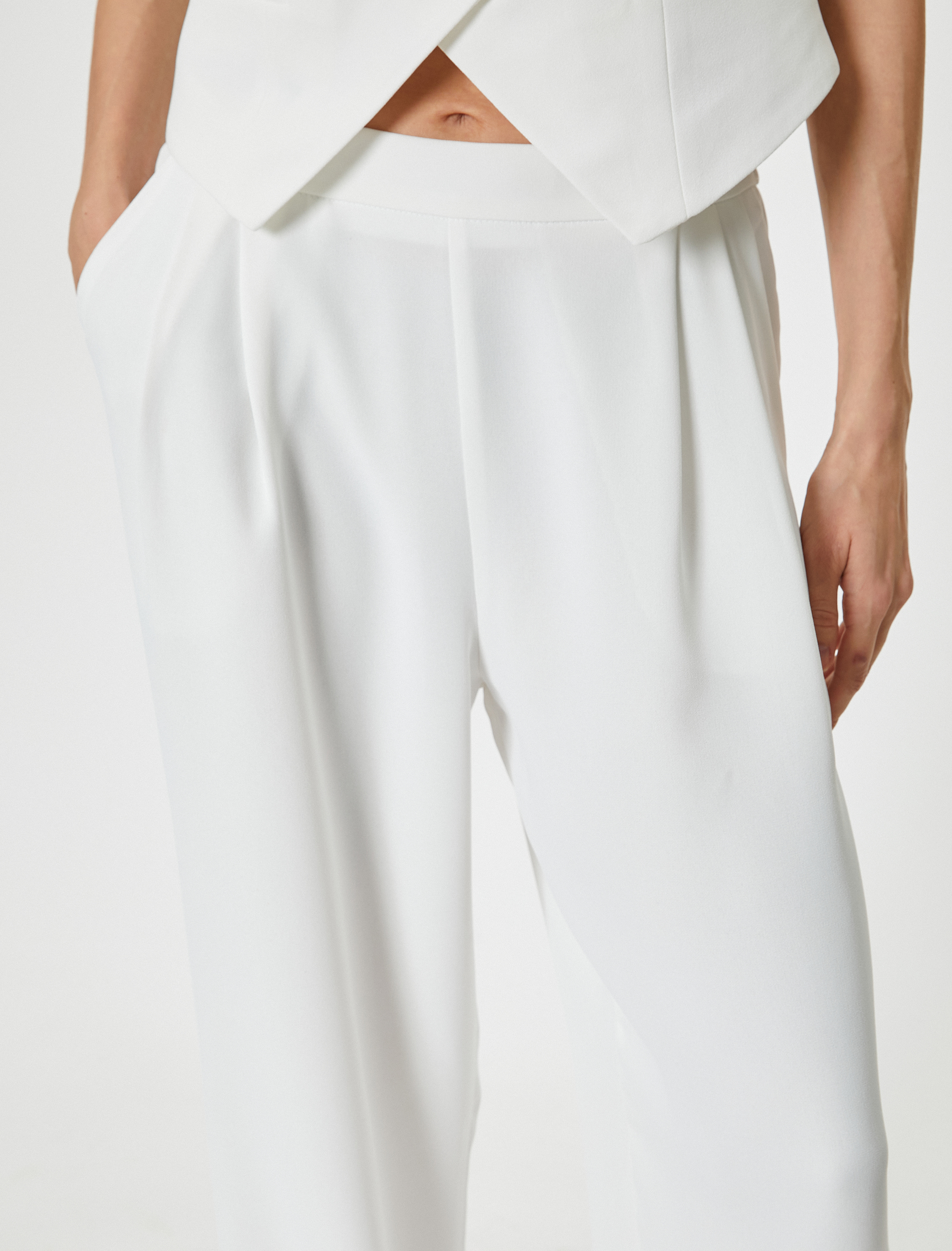   Palazzo Pantolon Pile Detaylı Cepli Standart Bel