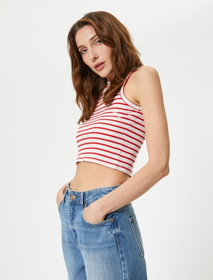  Crop Atlet Halter Yaka Fitilli