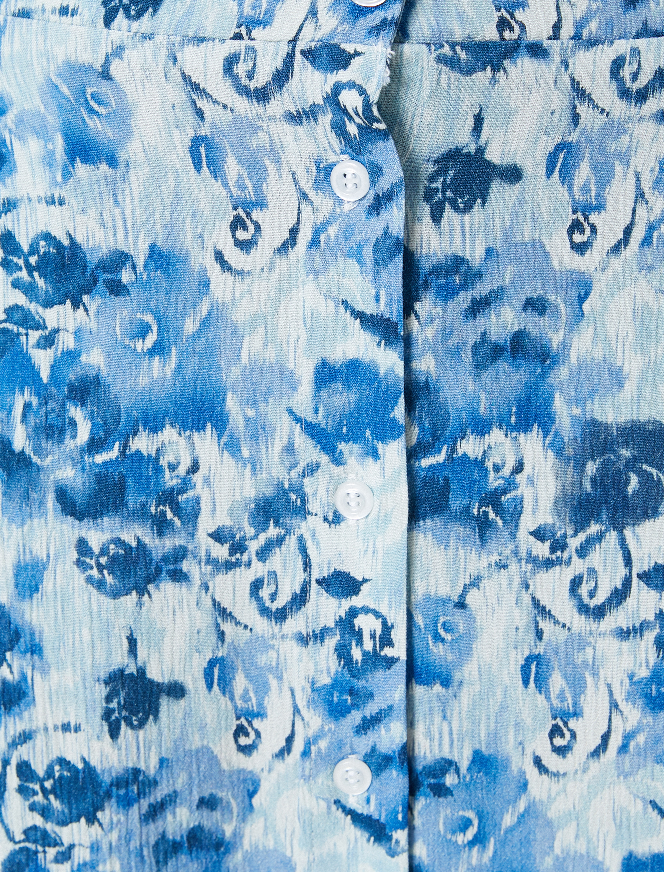   Uzun Çiçekli Etek Düğmeli Viskoz Standart Bel A Kesim Rahat Kalıp