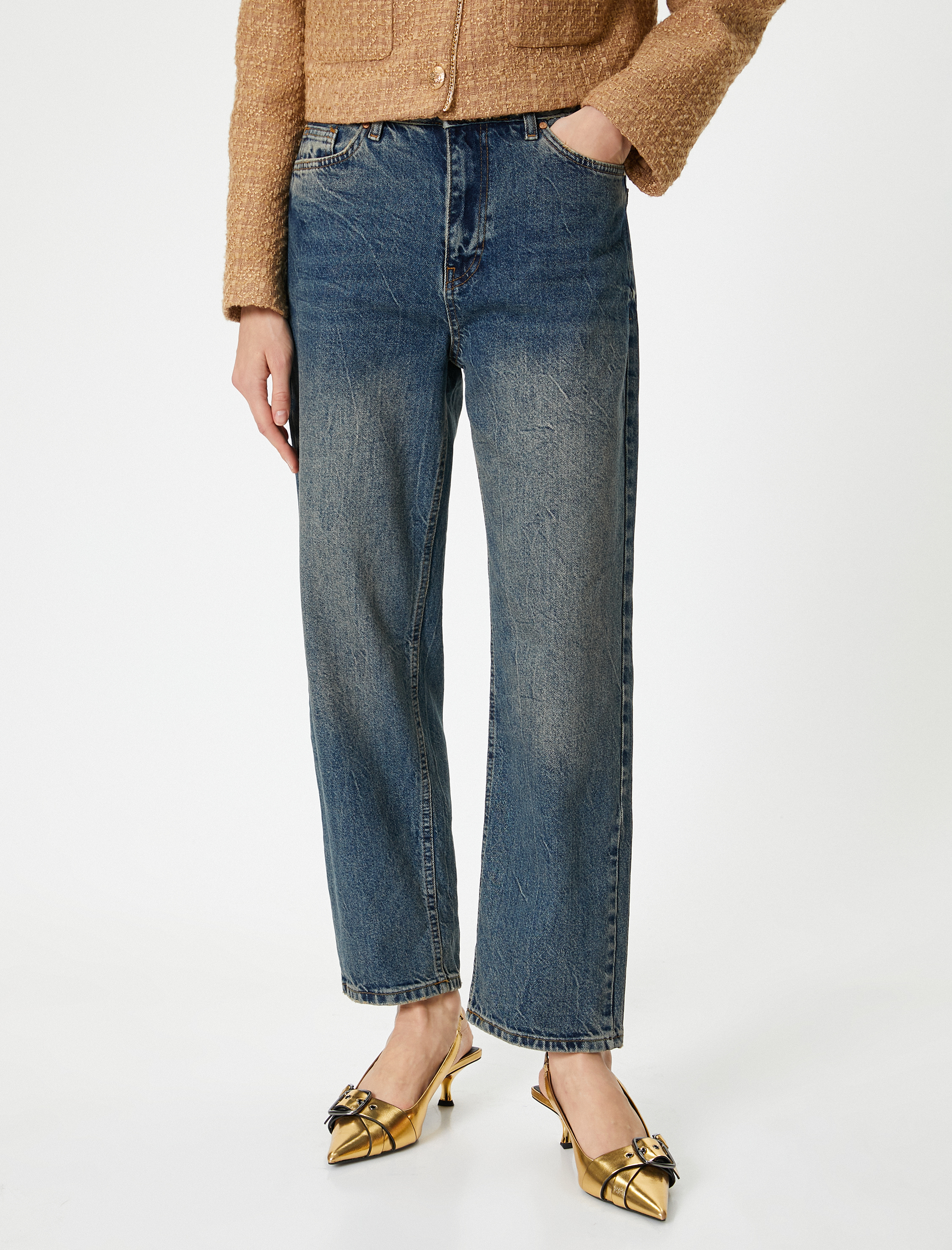   Yüksel Bel Düz Paça Kot Pantolon Cepli - Eve Straight Jeans