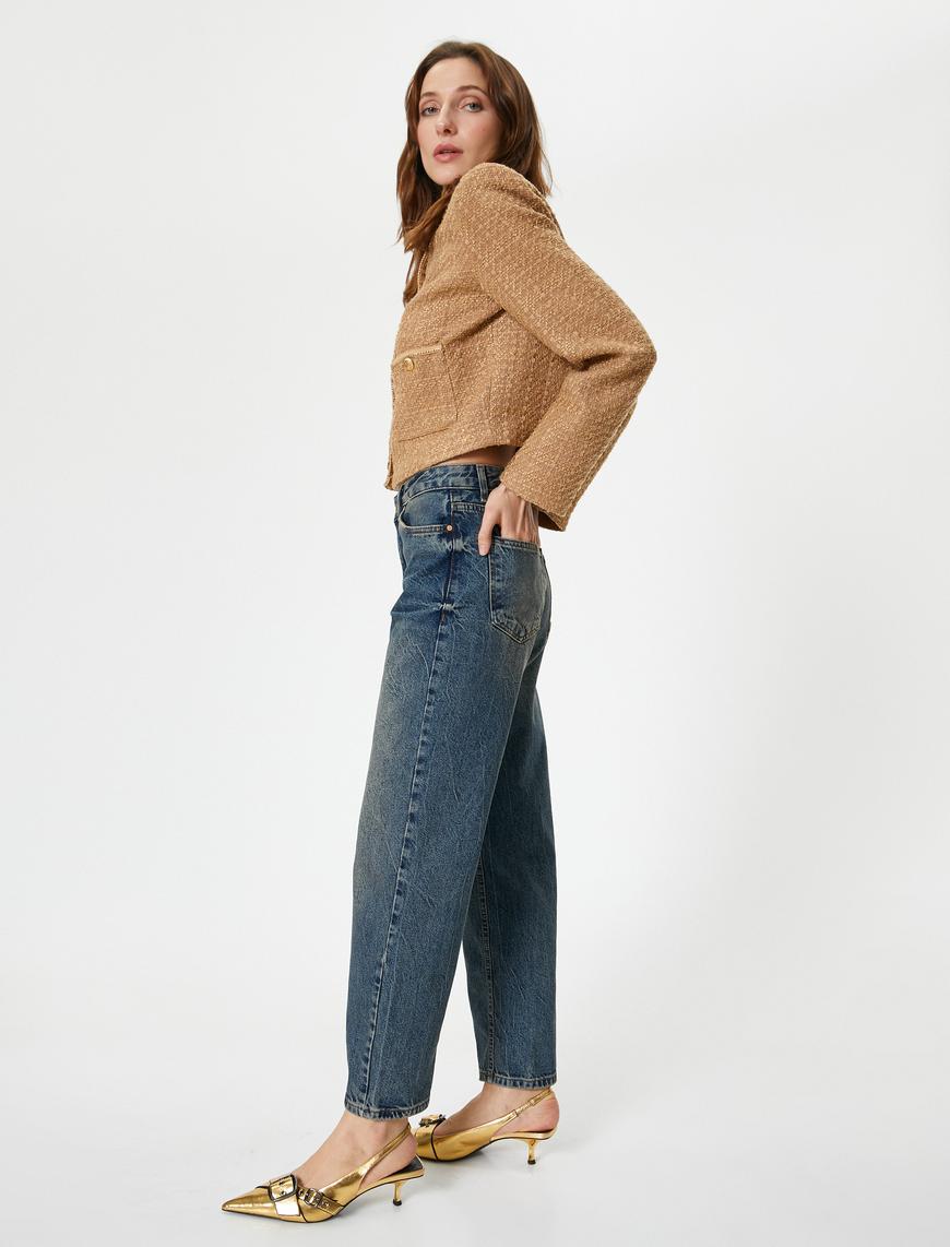  Yüksel Bel Düz Paça Kot Pantolon Cepli - Eve Straight Jeans