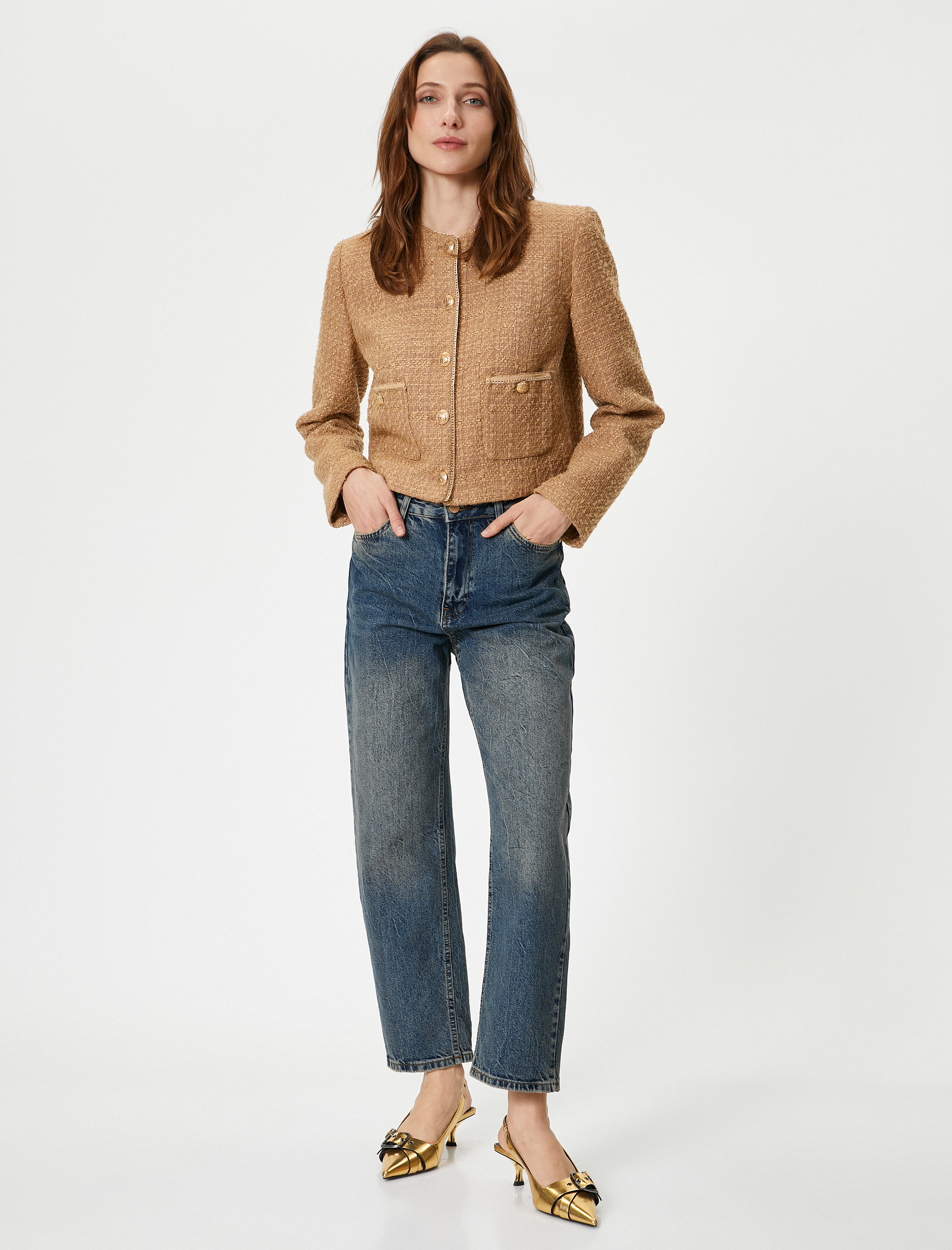   Yüksel Bel Düz Paça Kot Pantolon Cepli - Eve Straight Jeans