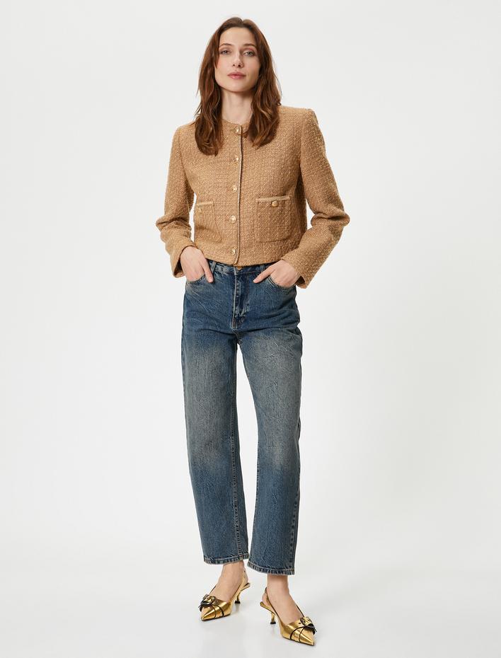  Yüksel Bel Düz Paça Kot Pantolon Cepli - Eve Straight Jeans