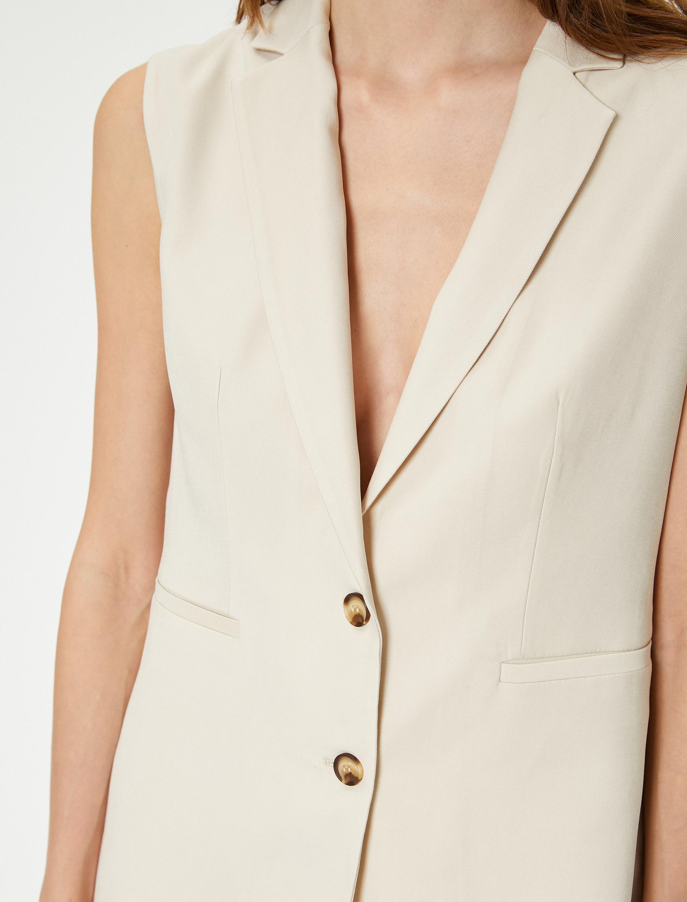   Uzun Yelek Kruvaze Düğmeli