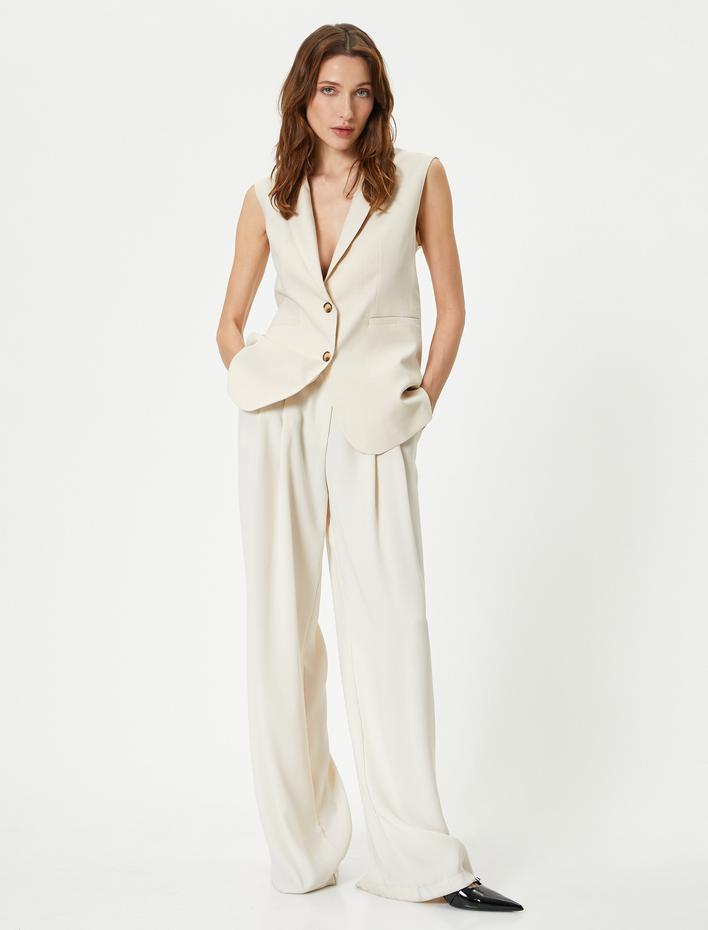  Uzun Yelek Kruvaze Düğmeli