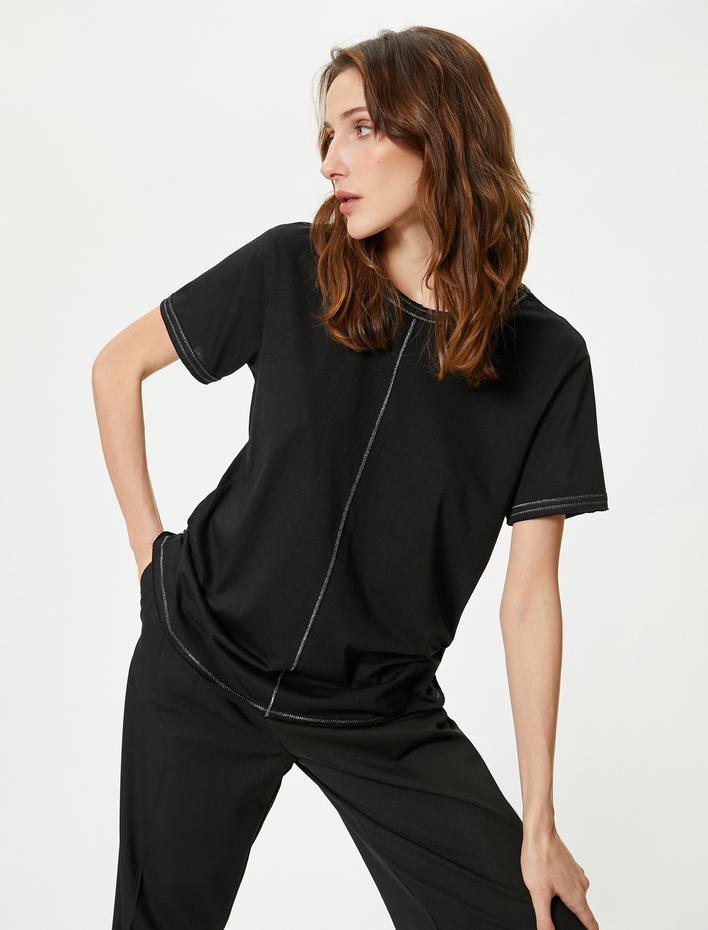  Basic Tişört Bisiklet Yaka Kısa Kollu Standart Kesim