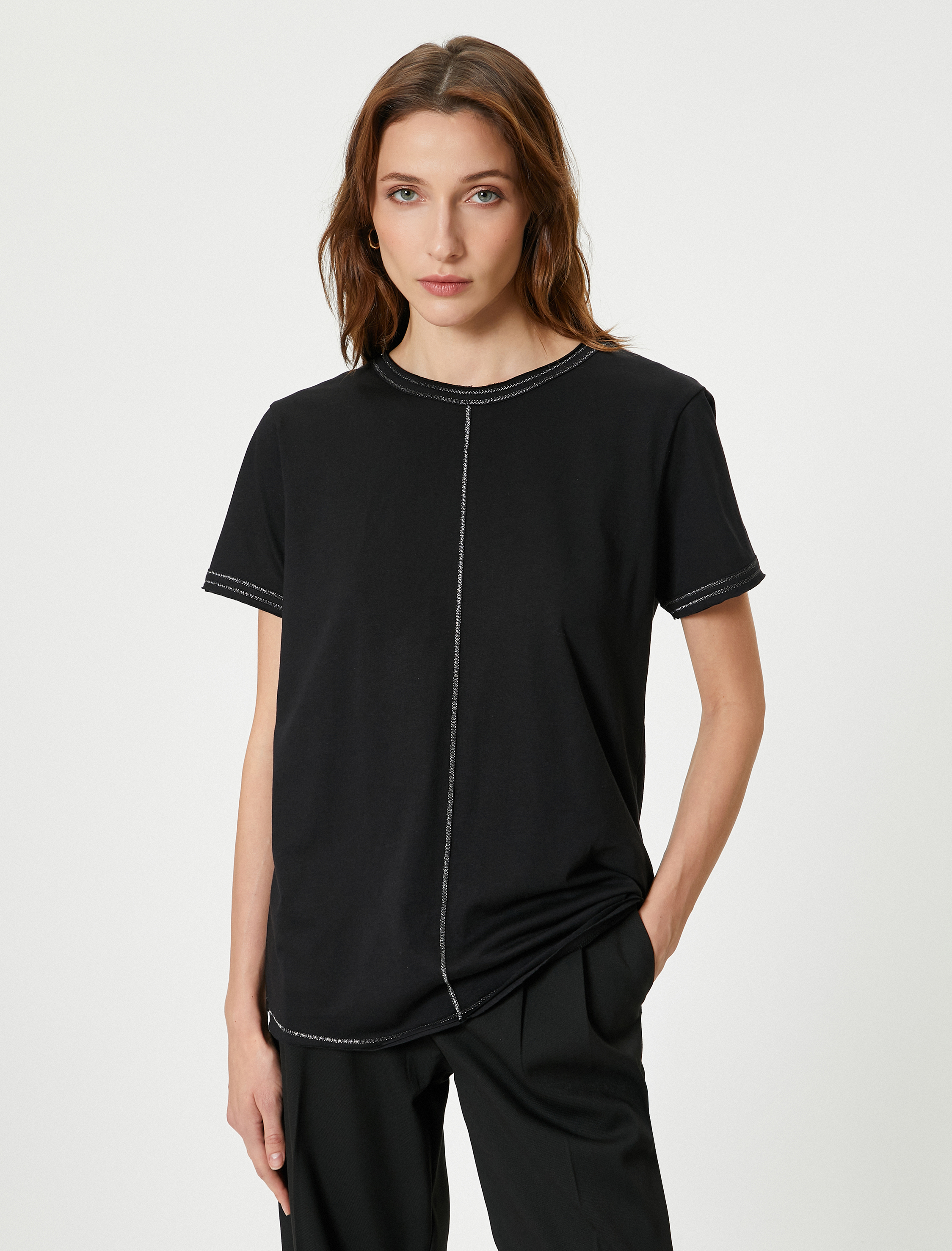   Basic Tişört Bisiklet Yaka Kısa Kollu Standart Kesim