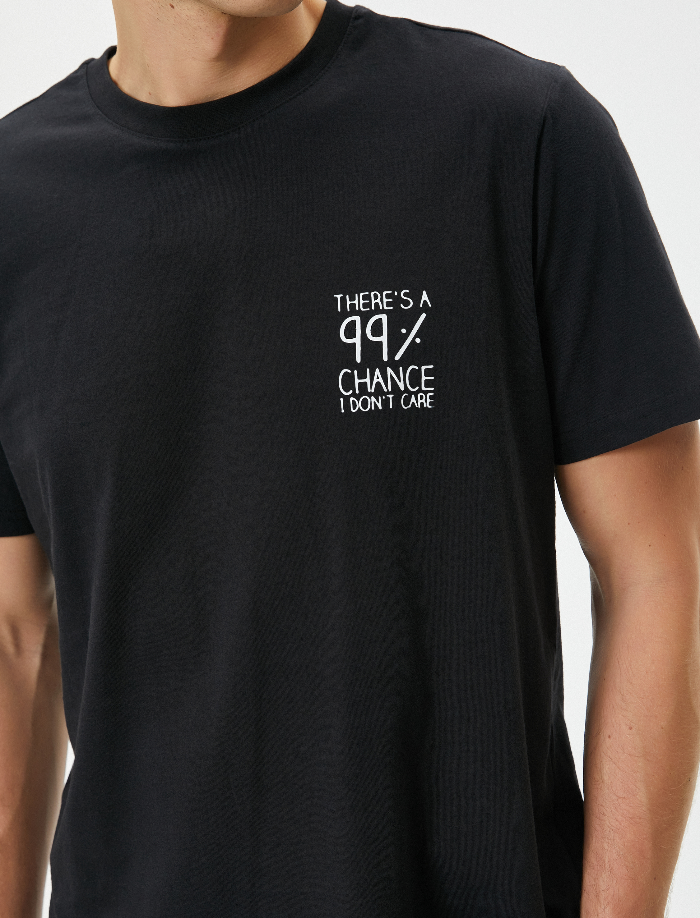   Slogan Baskılı Tişört Bisiklet Yaka Kısa Kollu Pamuklu