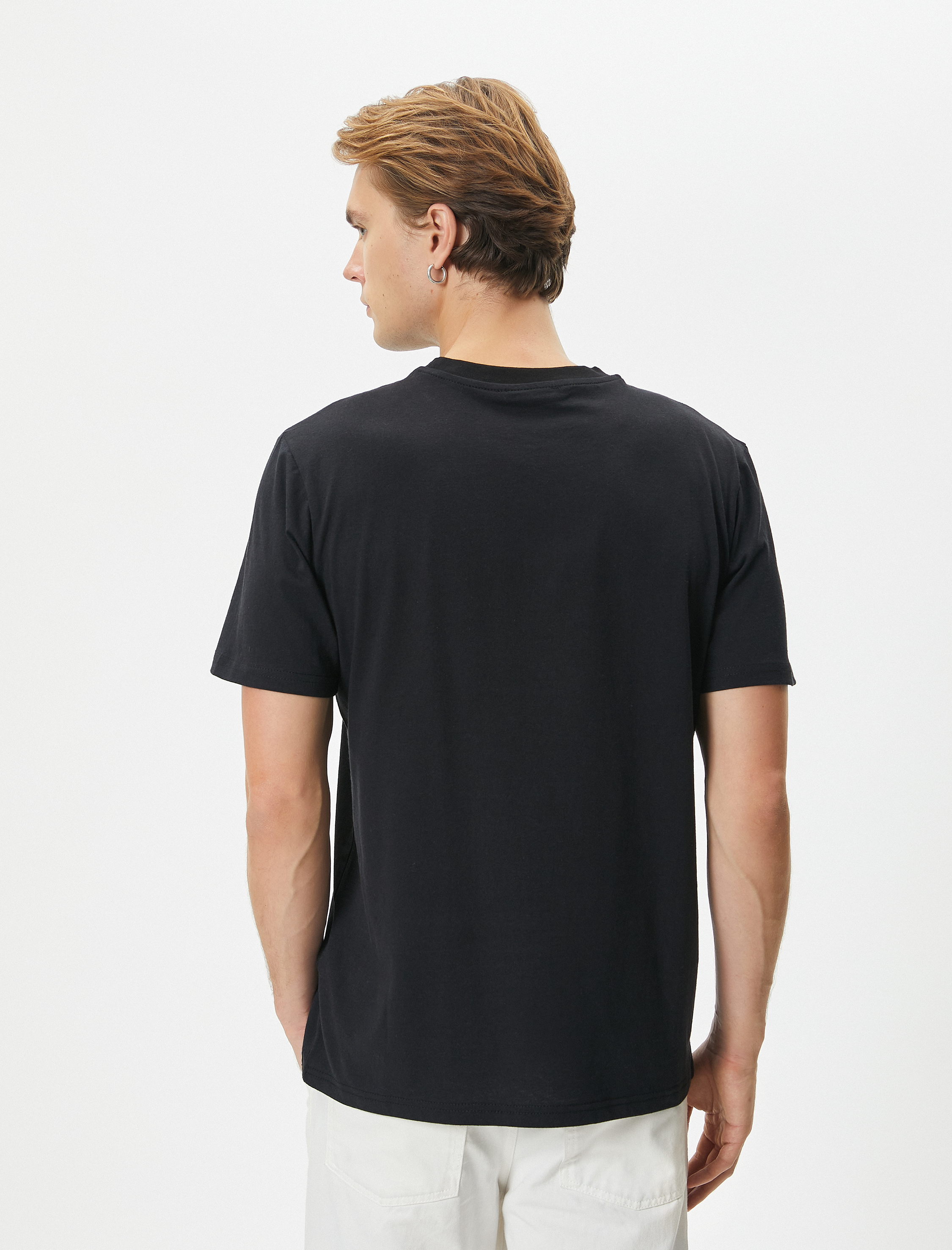   Slogan Baskılı Tişört Bisiklet Yaka Kısa Kollu Pamuklu