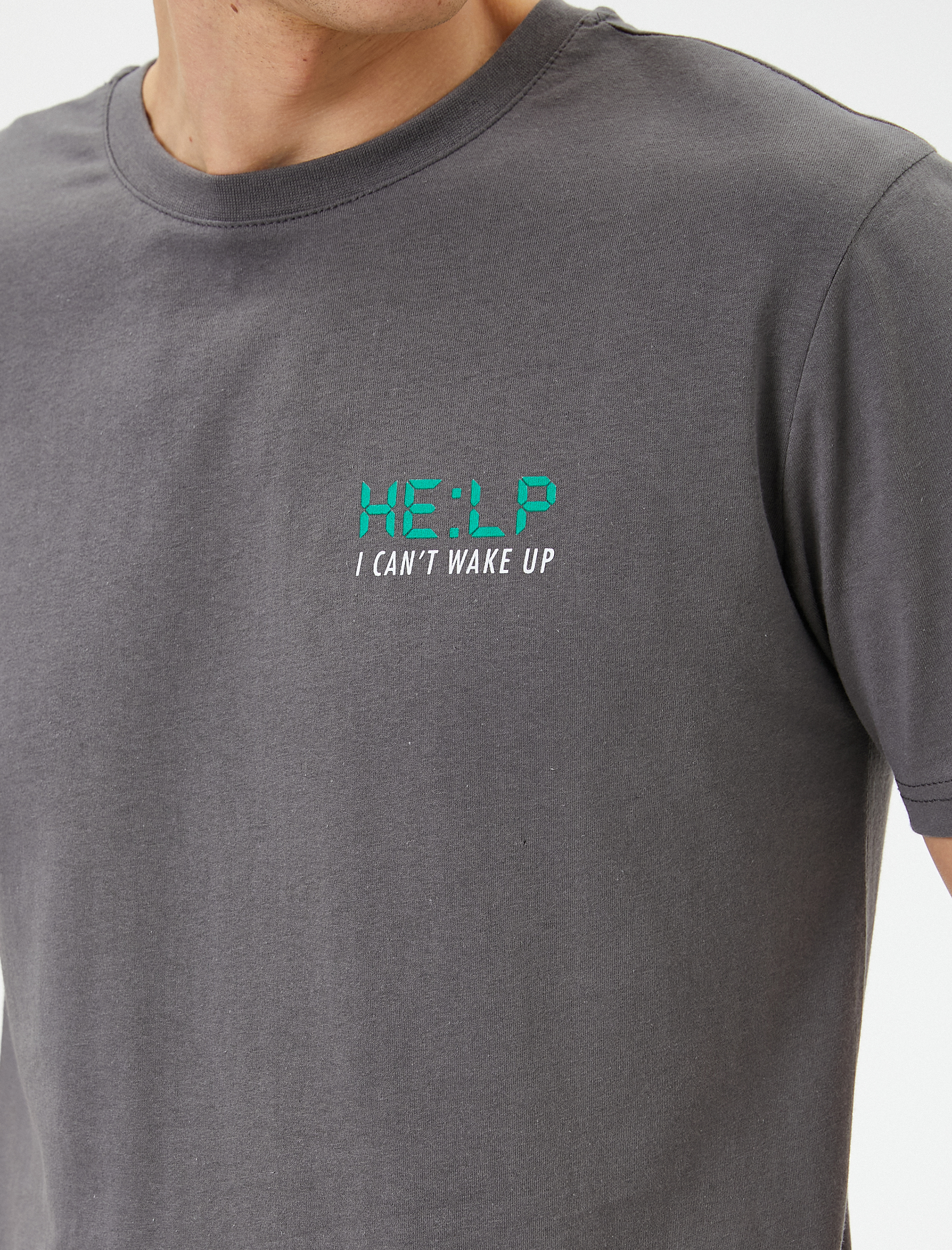   Slogan Baskılı Tişört Slim Fit Bisiklet Yaka Kısa Kollu