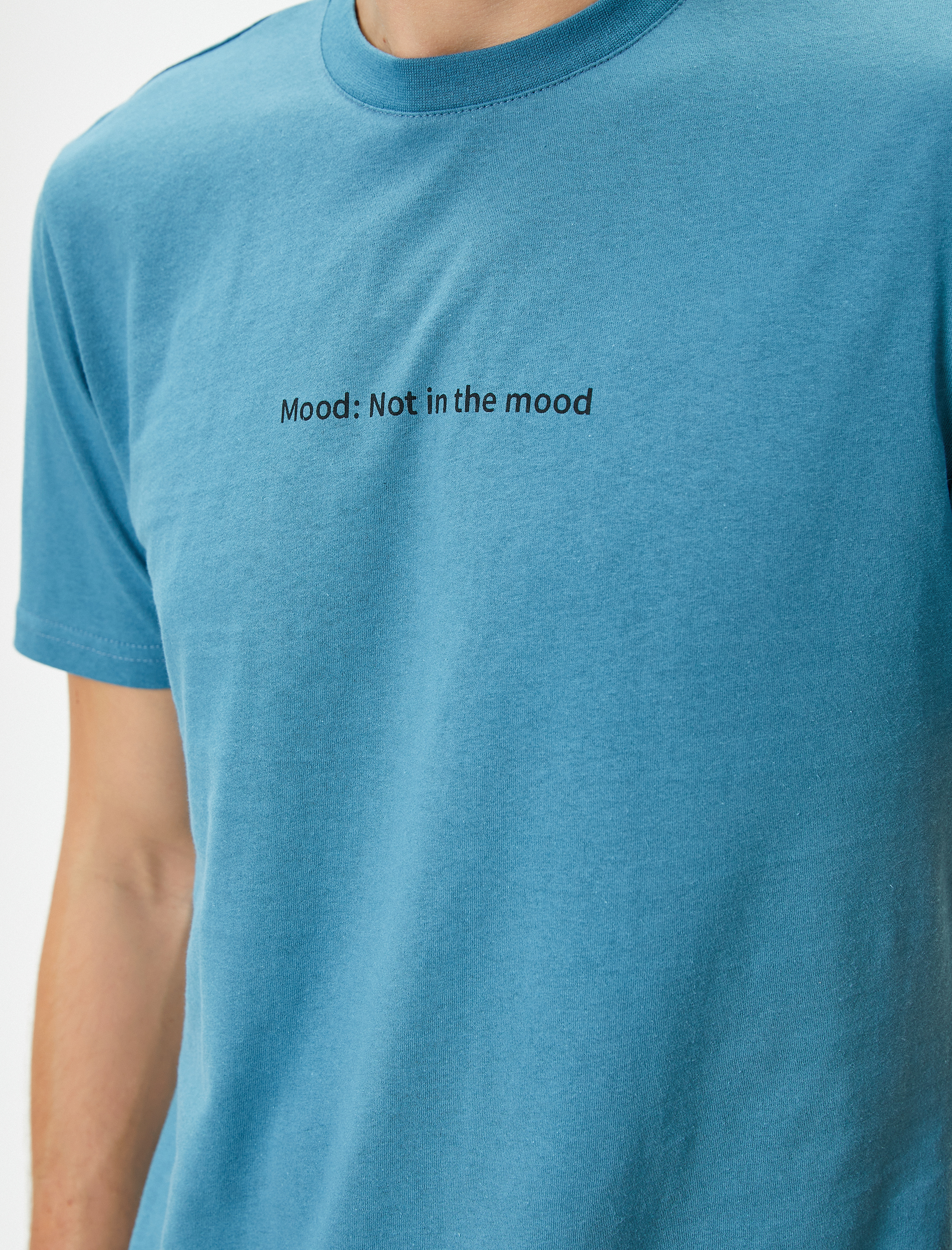   Slogan Baskılı Tişört Slim Fit Bisiklet Yaka Kısa Kollu Pamuklu