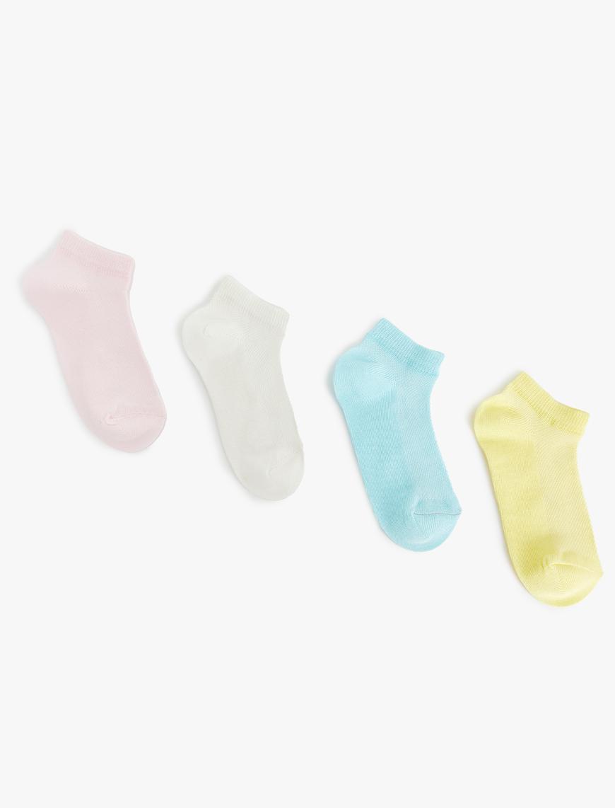  Kız Çocuk 4'lü Patik Çorap Paketi Pamuk Karışımlı