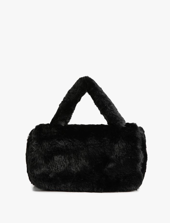 Kadın Peluş Mini Çapraz Çanta Kapaklı Fermuarlı