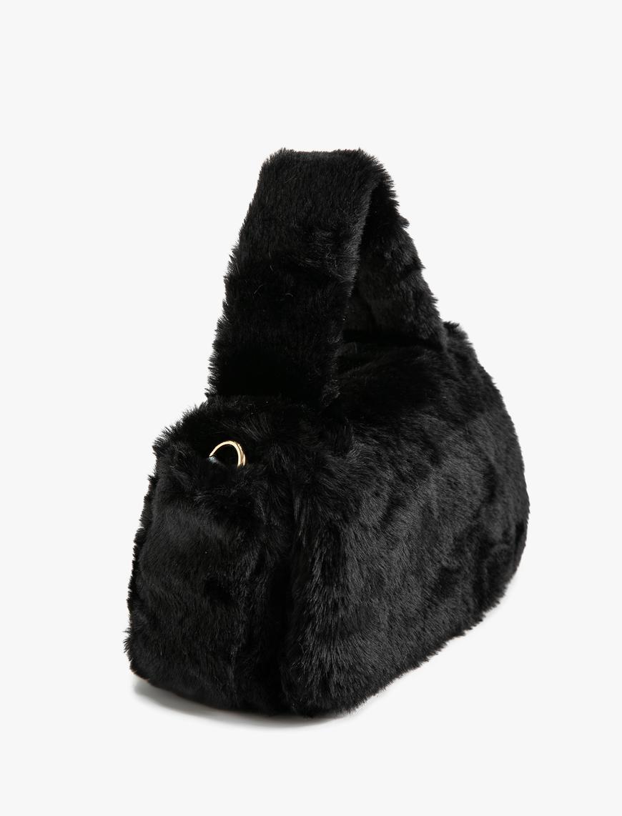  Kadın Peluş Mini Çapraz Çanta Kapaklı Fermuarlı