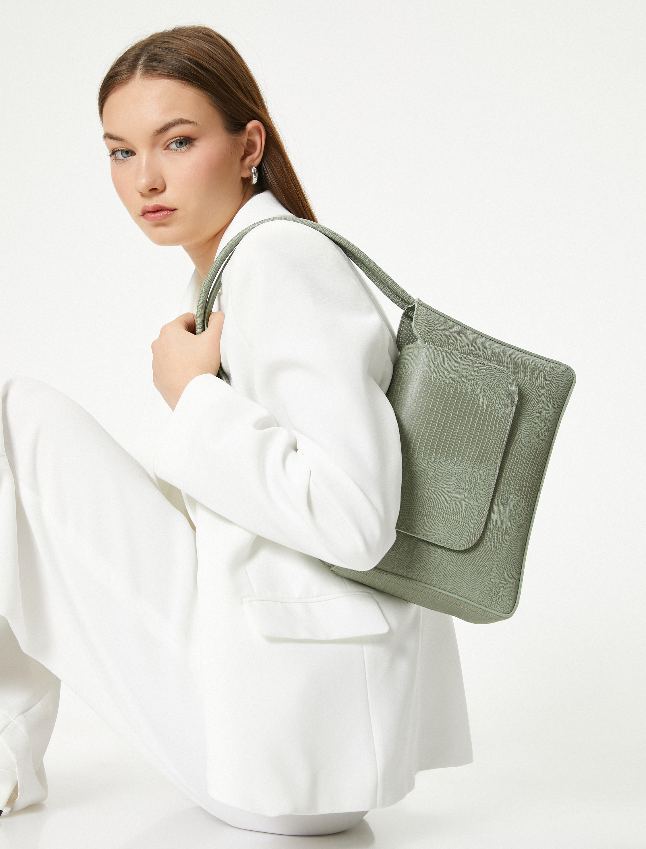  Kadın Baget Çanta Kapaklı Suni Deri