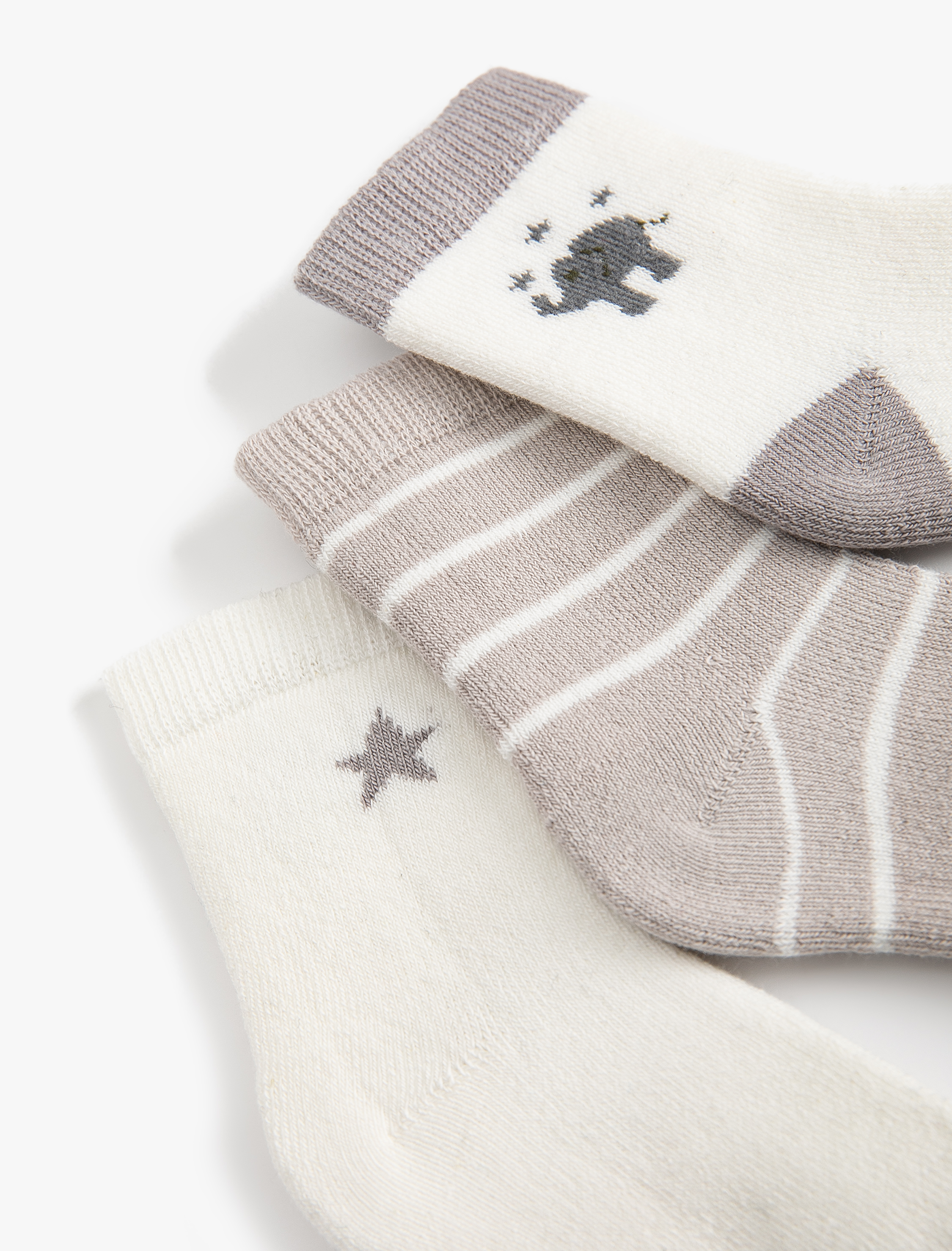  Erkek Bebek Çizgili Çorap Seti Çok Renkli 3’lü