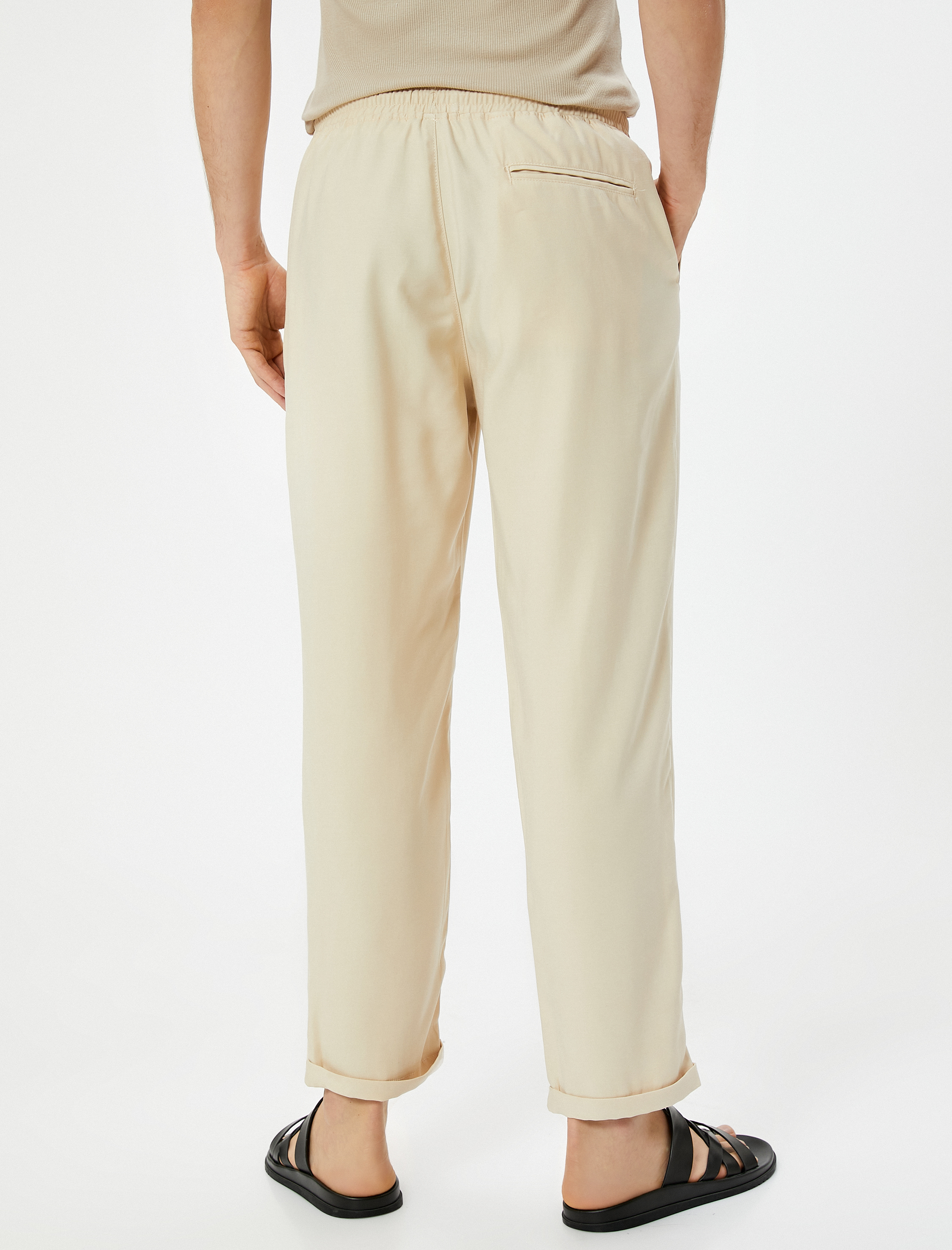   Gabardin Pantolon Beli Bağcıklı Cep Detaylı