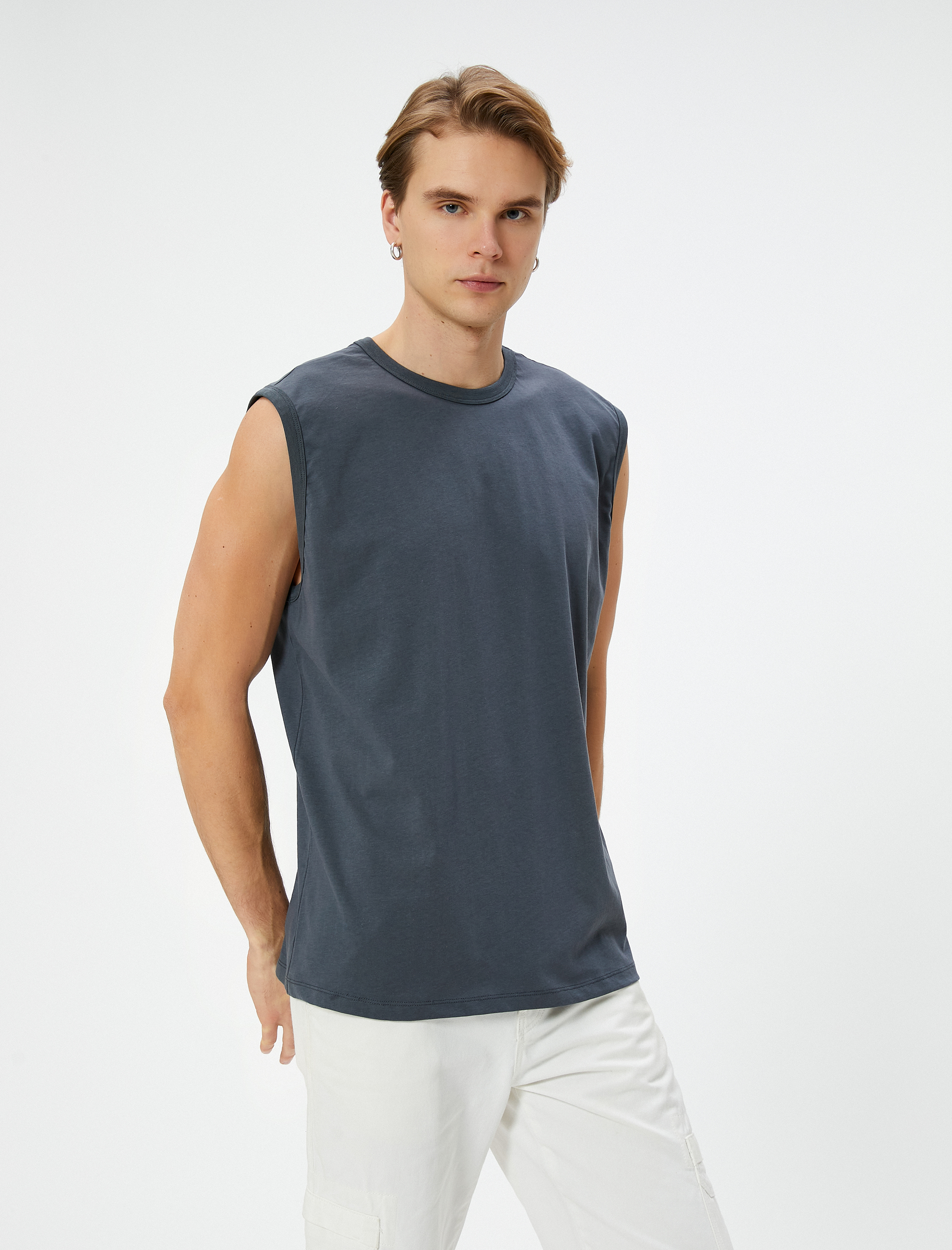   Basic Kolsuz Tişört Bisiklet Yaka Pamuklu