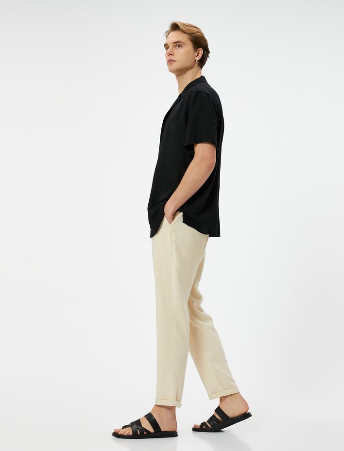  Gabardin Pantolon Beli Bağcıklı Cep Detaylı