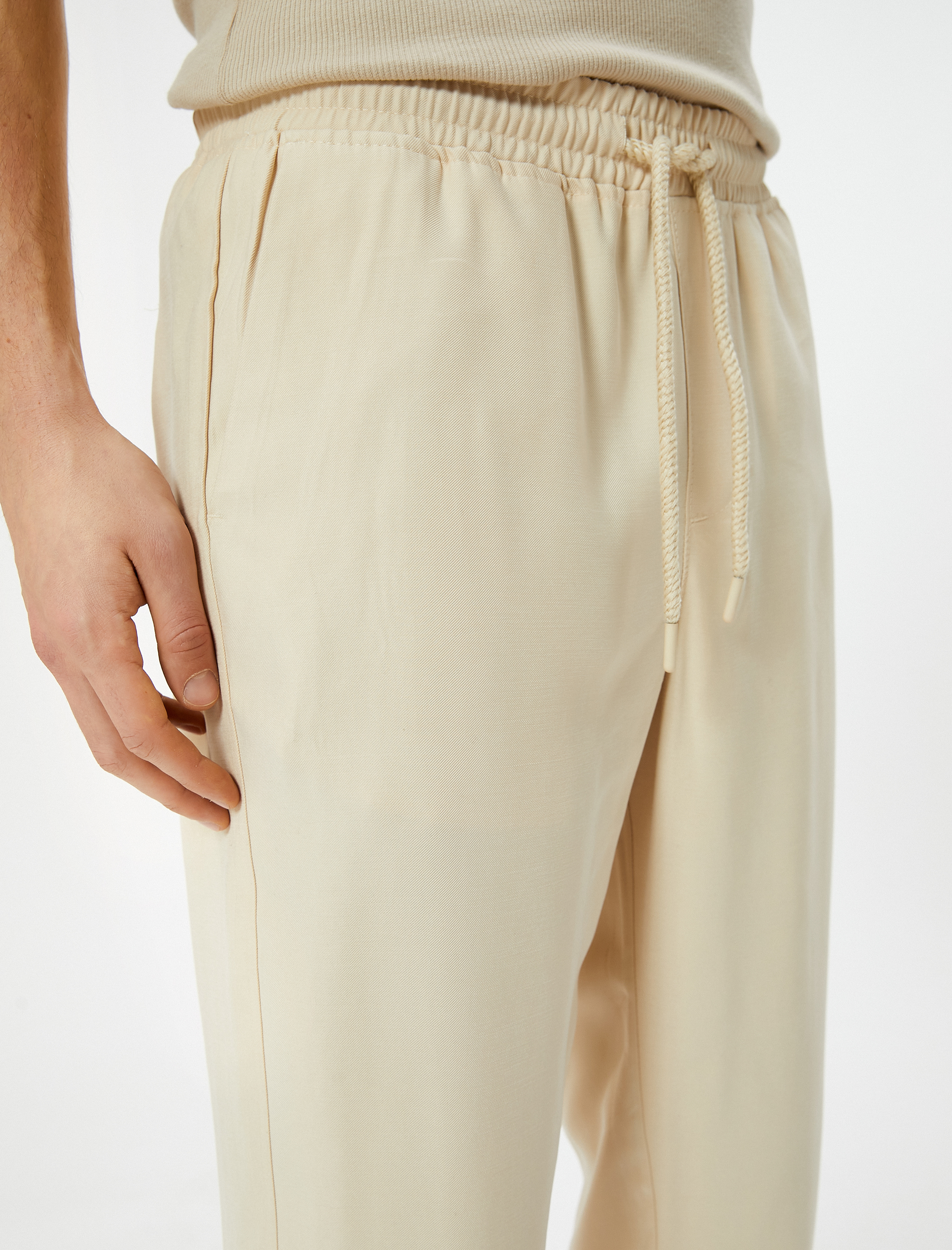   Gabardin Pantolon Beli Bağcıklı Cep Detaylı