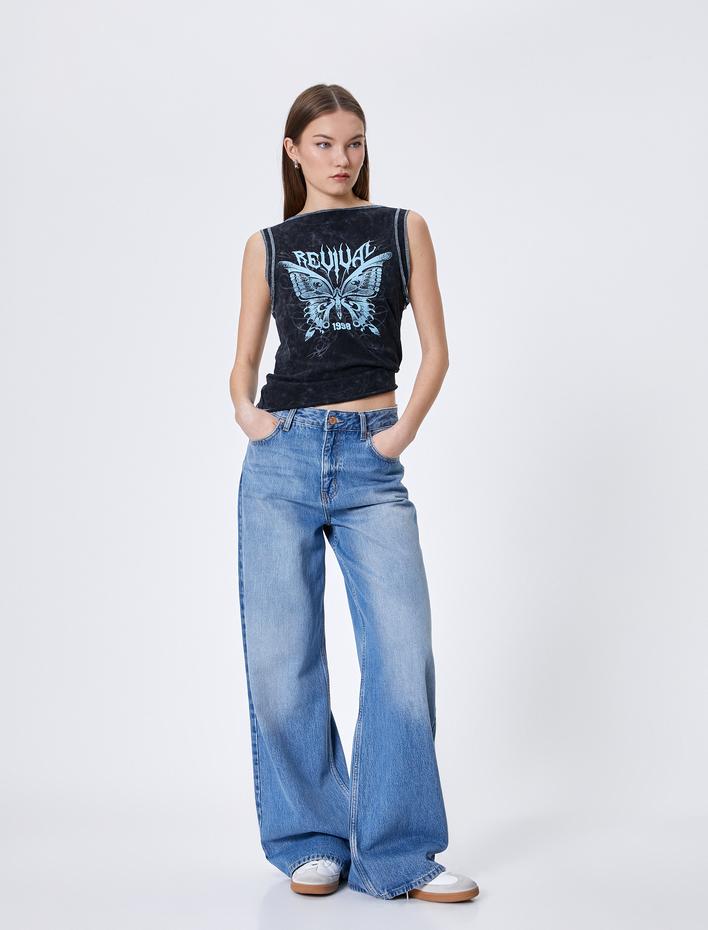  Kelebekli Atlet Soluk Efektli Rahat Kalıp Pamuklu