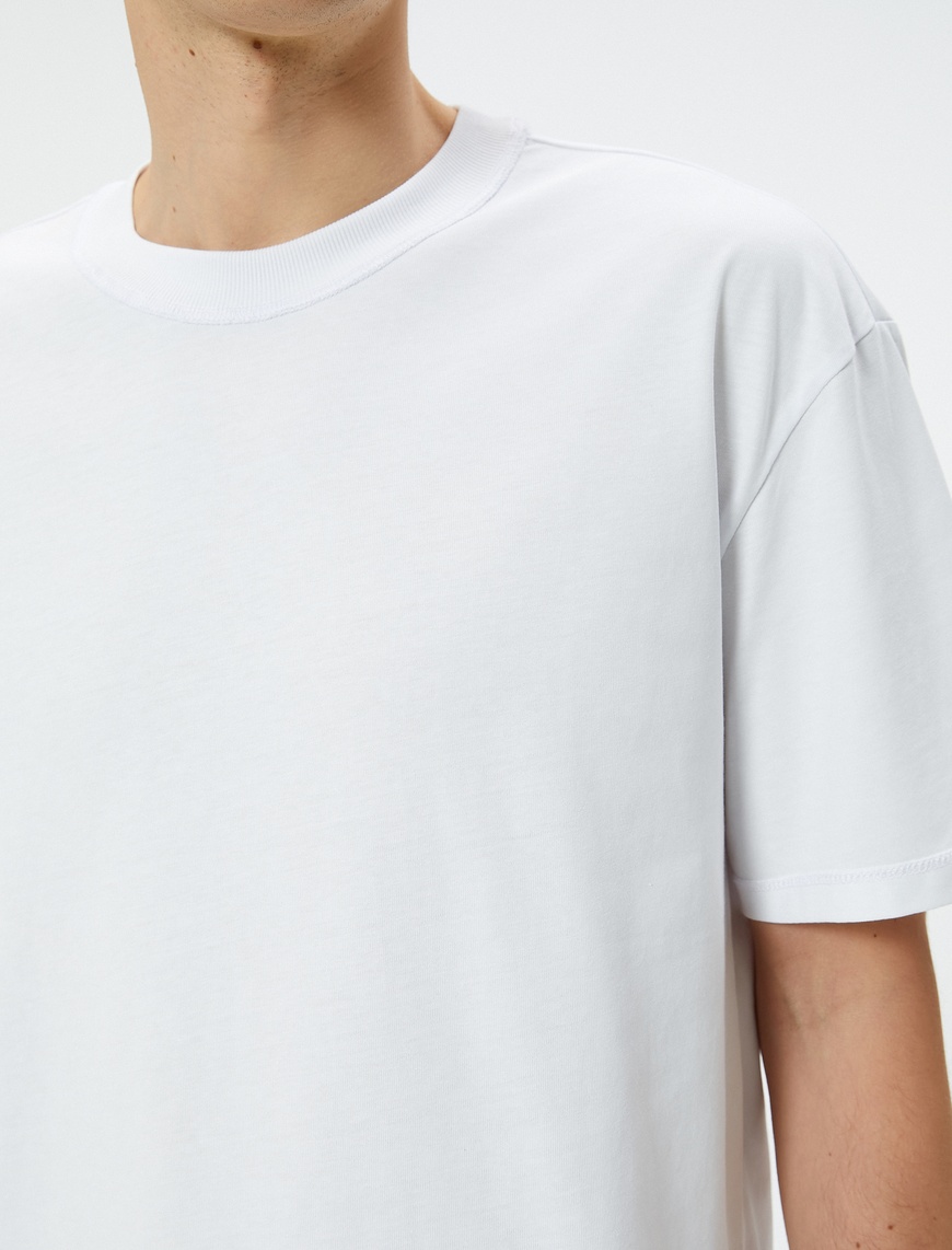   Oversize Tişört Bisiklet Yaka Kısa Kollu Pamuklu