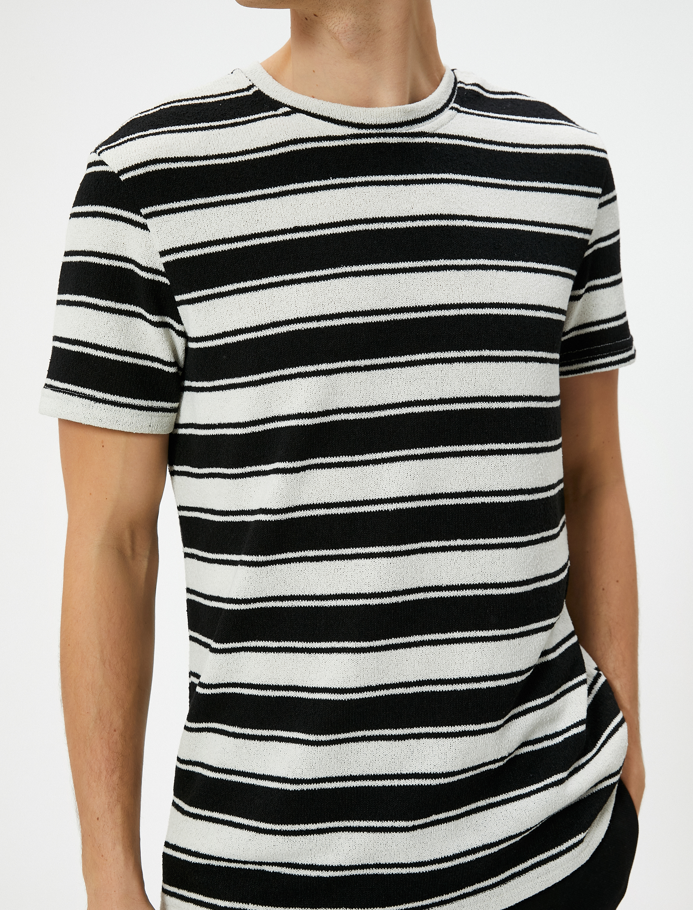   Kısa Kollu Tişört Bisiklet Yaka Havlu Kumaş