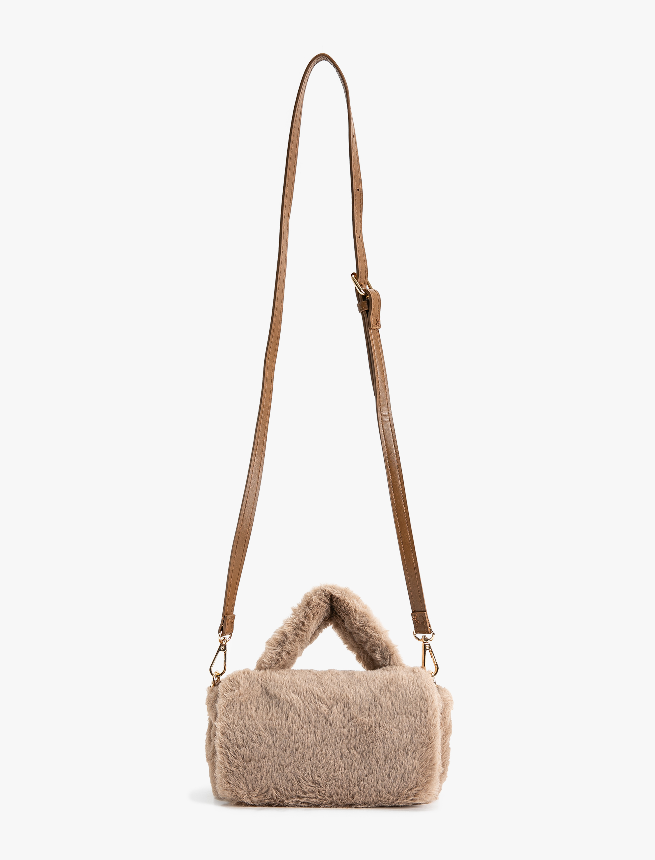  Kadın Peluş Mini Çapraz Çanta Kapaklı Fermuarlı